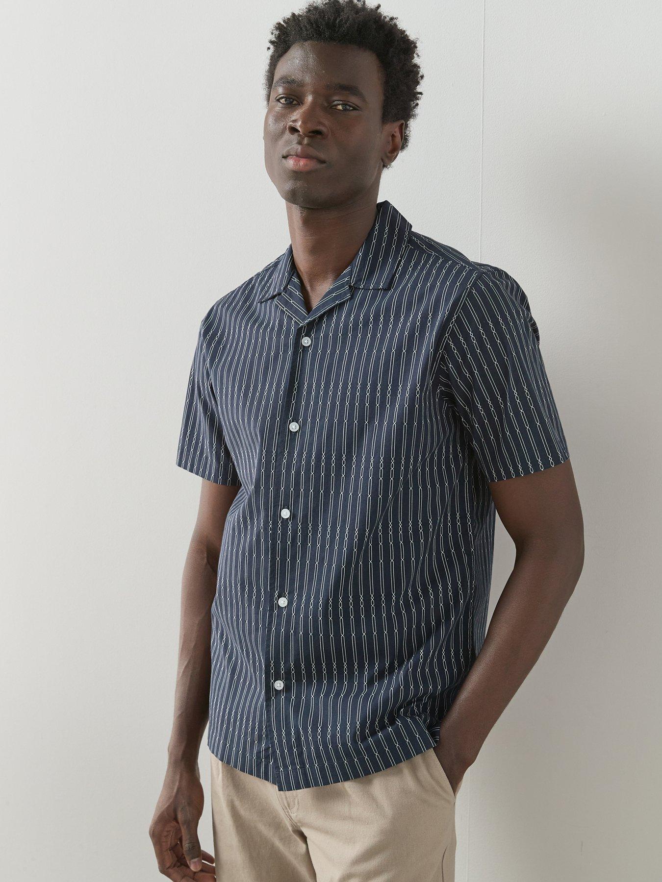 The Very Collection Printed Short Sleeve Shirt With Stretch - Navy