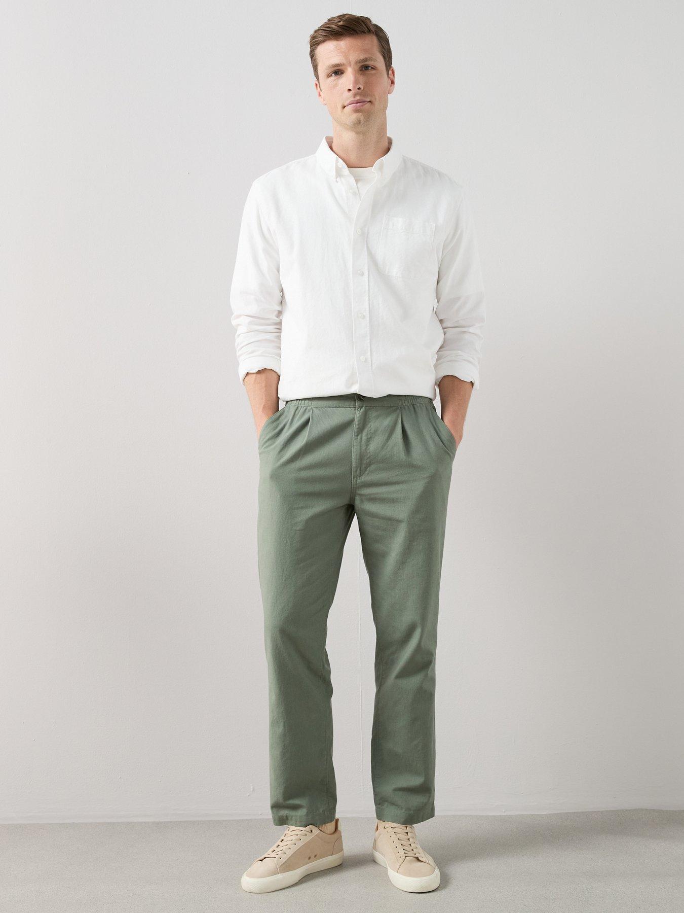 The Very Collection Regular Fit Cotton Linen Blend Trousers - Dark Khaki