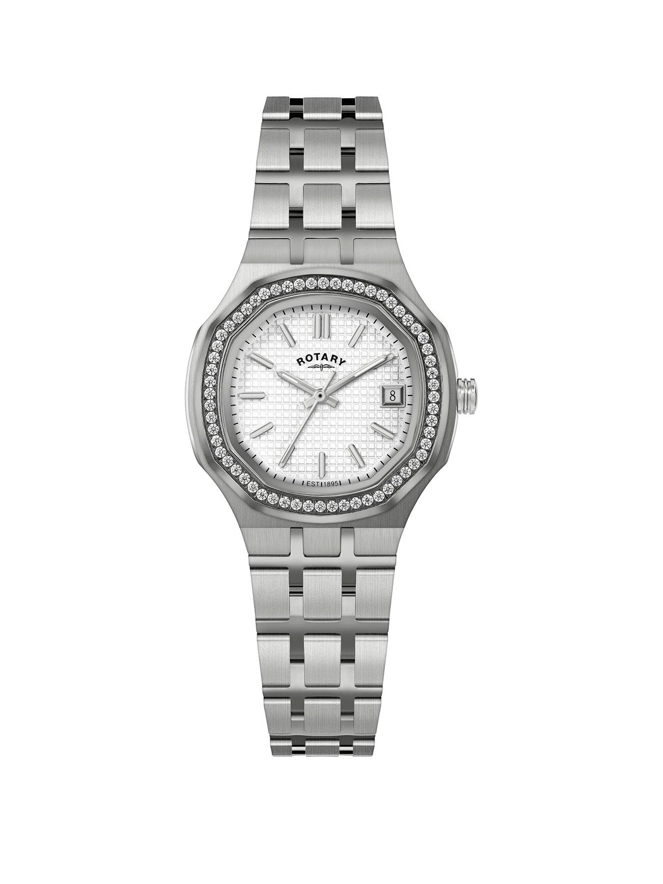  image of rotary-ladies-brilliance-white-dial-stainless-steel-bracelet-watch