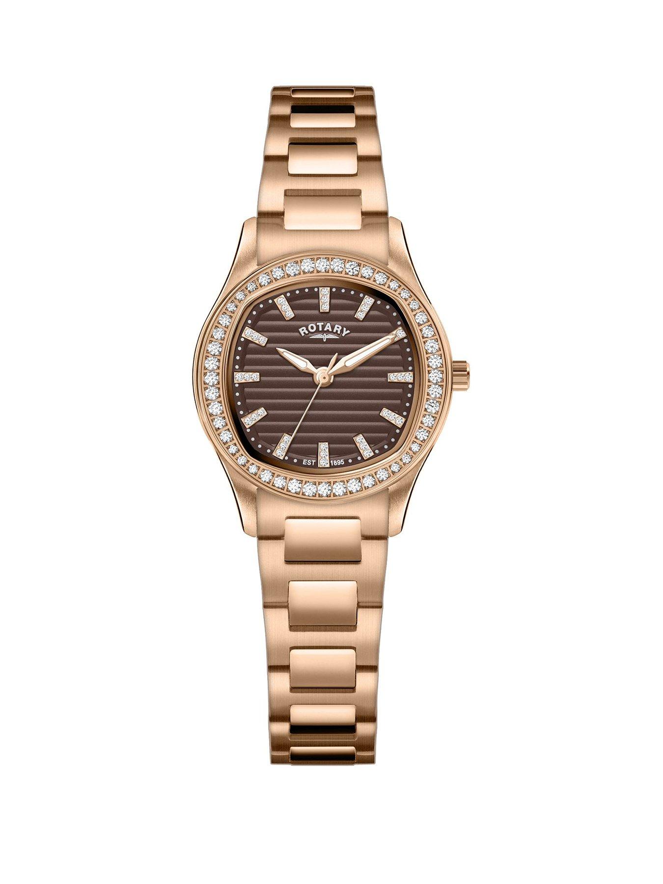 Rotary Ladies Brilliance Stone Set White Dial Stainless Steel Bracelet Watch