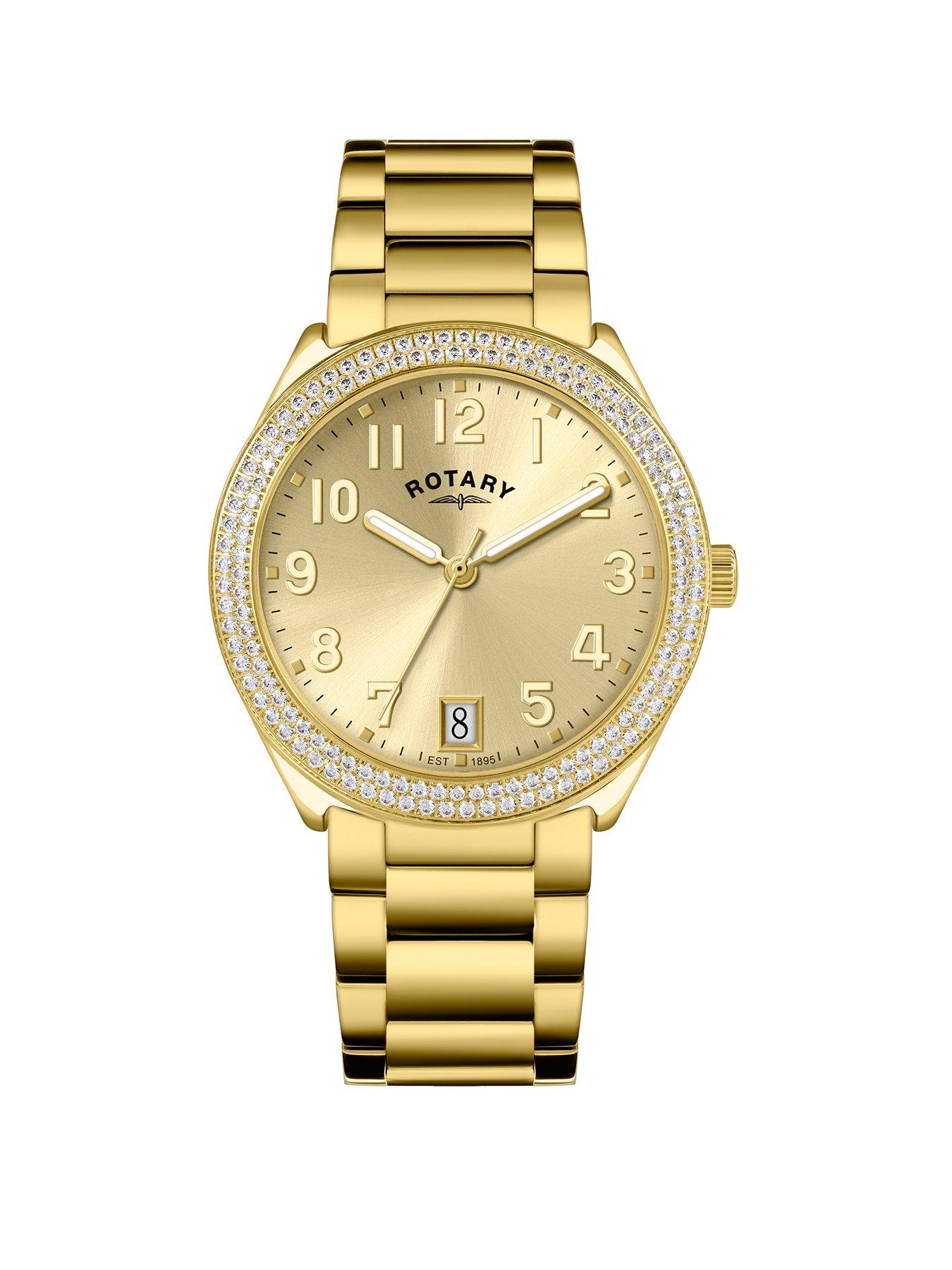 Rotary Ladies Brilliance Stone Set Gold Plated Bracelet Watch