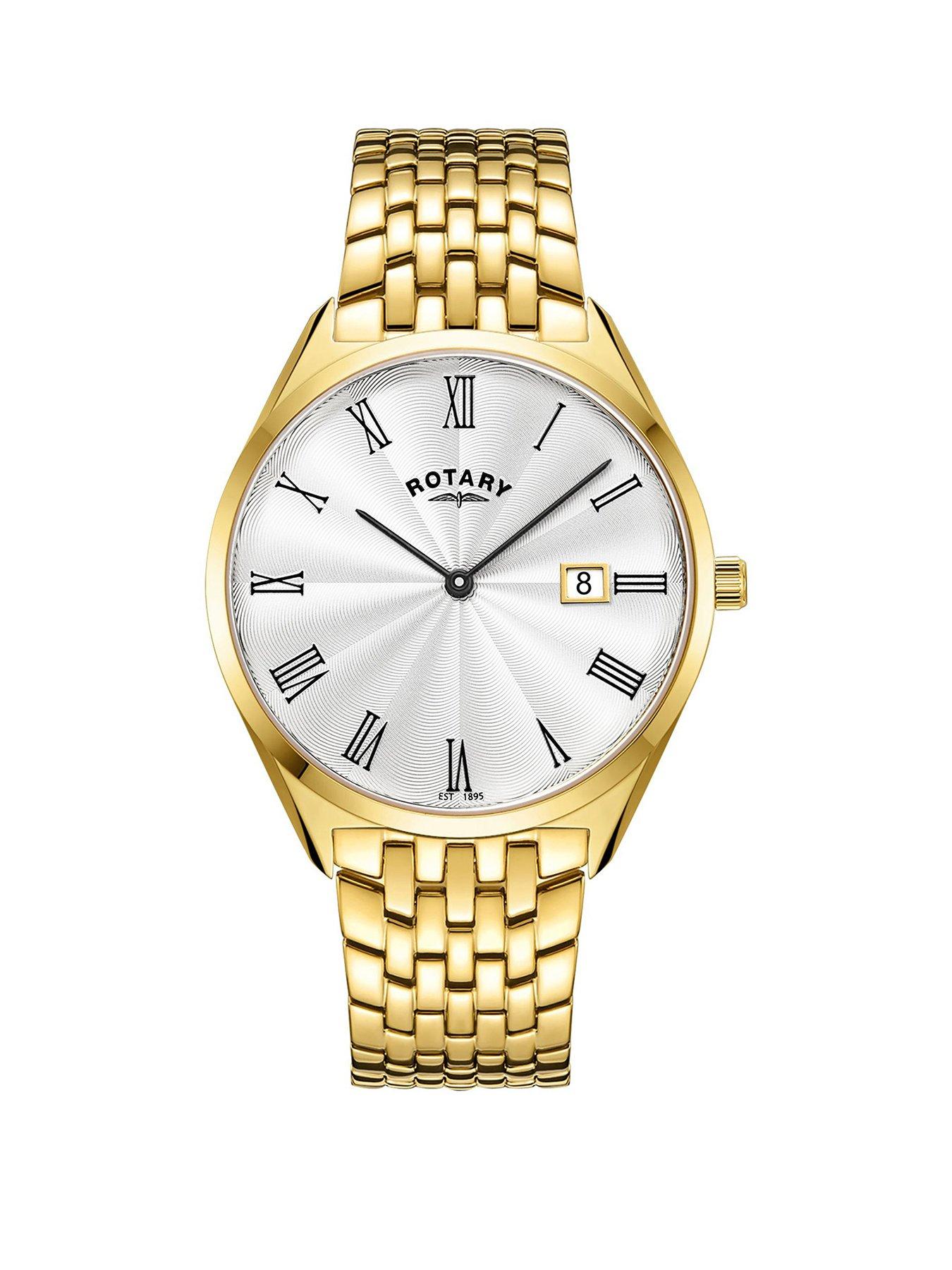 Rotary Rotary Men's Ultra Slim Gold Plated Stainless Steel Bracelet Watch