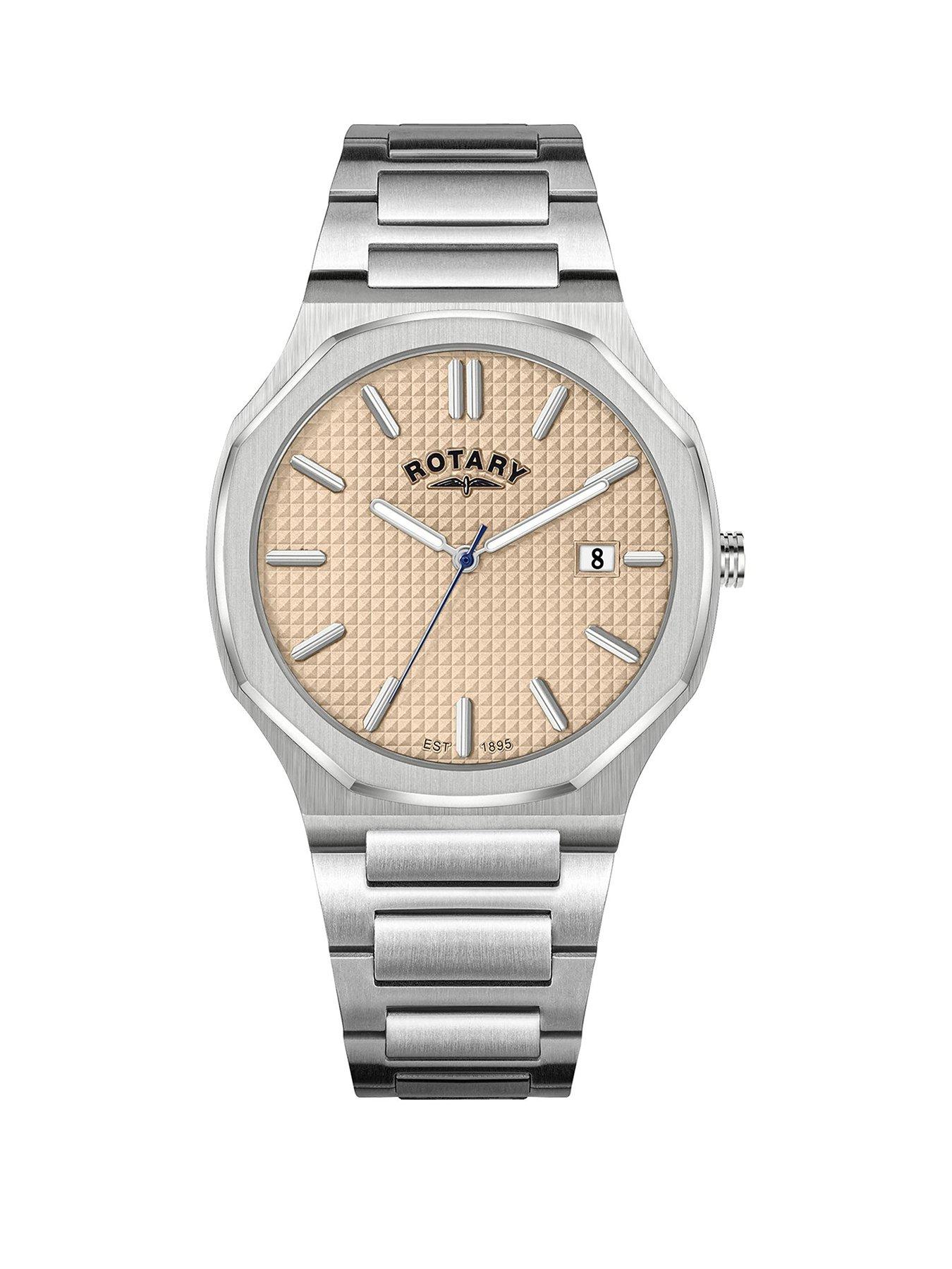 Rotary Rotary Men's Heritage Champagne Octagonal Stainless Steel Bracelet Watch