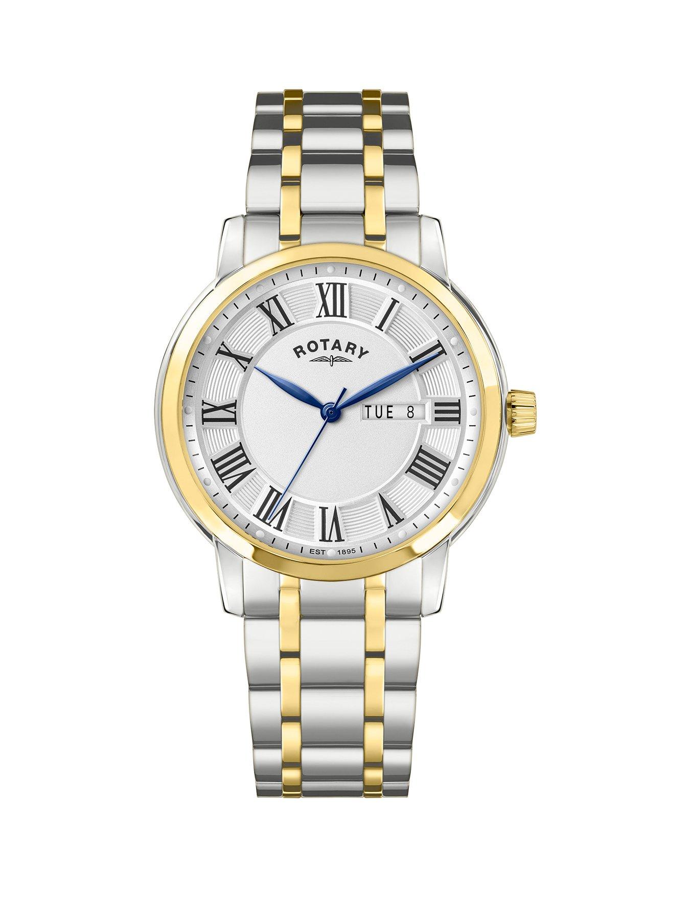 Rotary Rotary Men's Heritage Silver & Gold Plated Stainless Steel Bracelet Watch