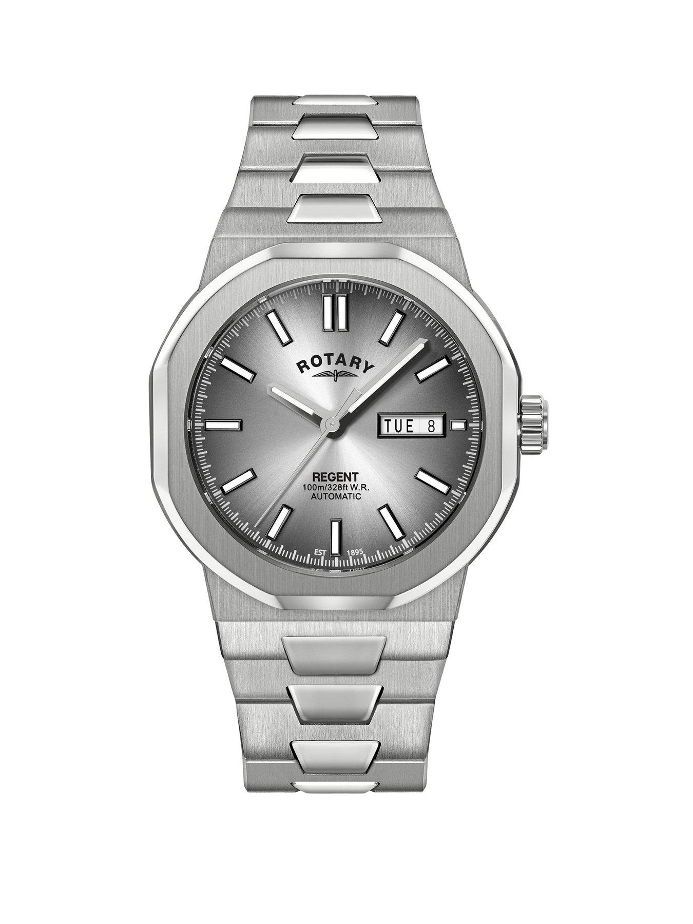 rotary-mens-regent-automatic-100m-water-resistantnbspsilver-dial-stainless-steel-bracelet-watch
