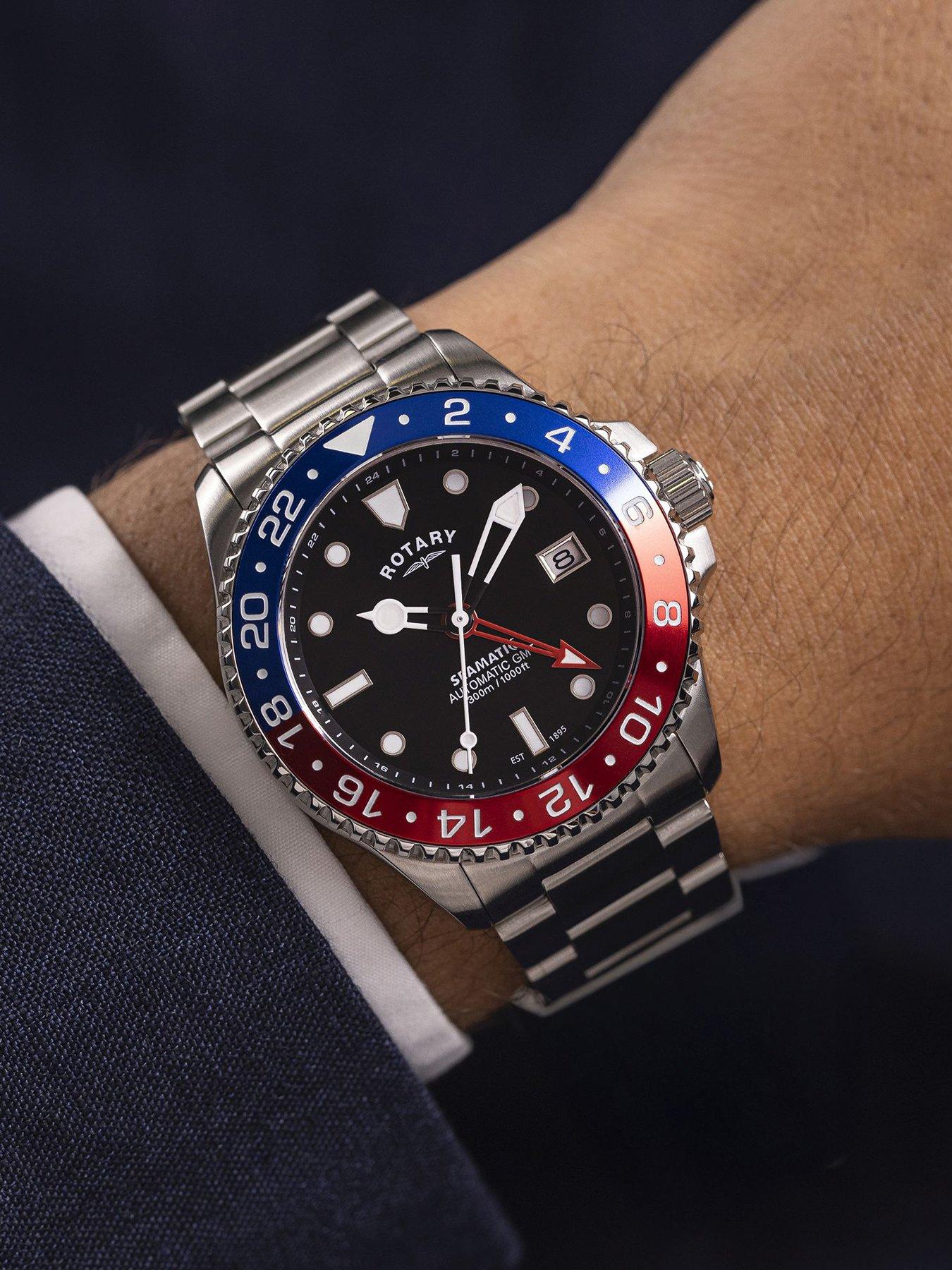 Image 2 of 4 of Rotary Rotary Men's Seamatic GMT 300M Water Resistance Back Dial Stainless Steel Bracelet Watch
