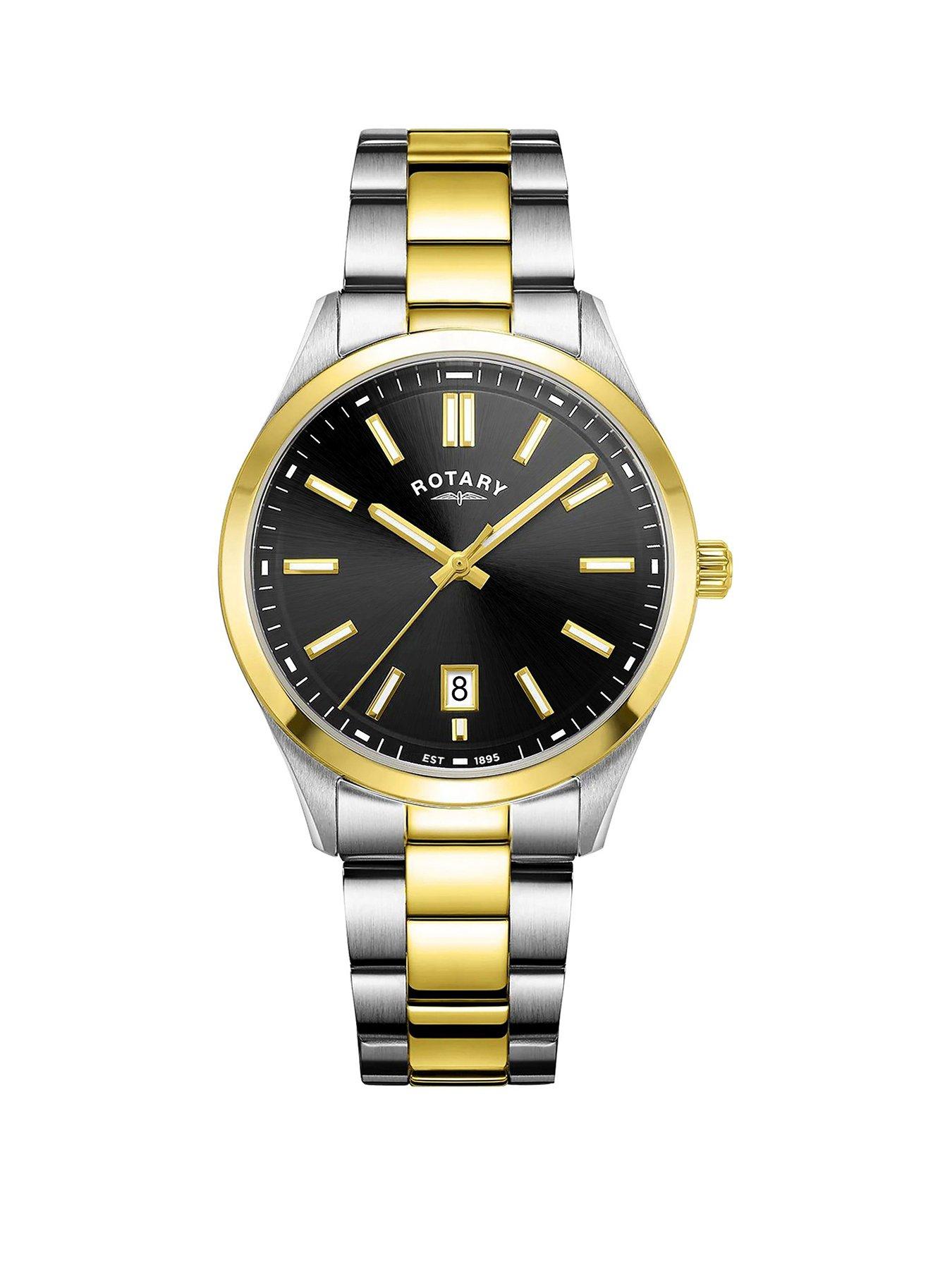 Rotary Men's Heritage Silver  &  Gold Plated Stainless Steel Bracelet Watch