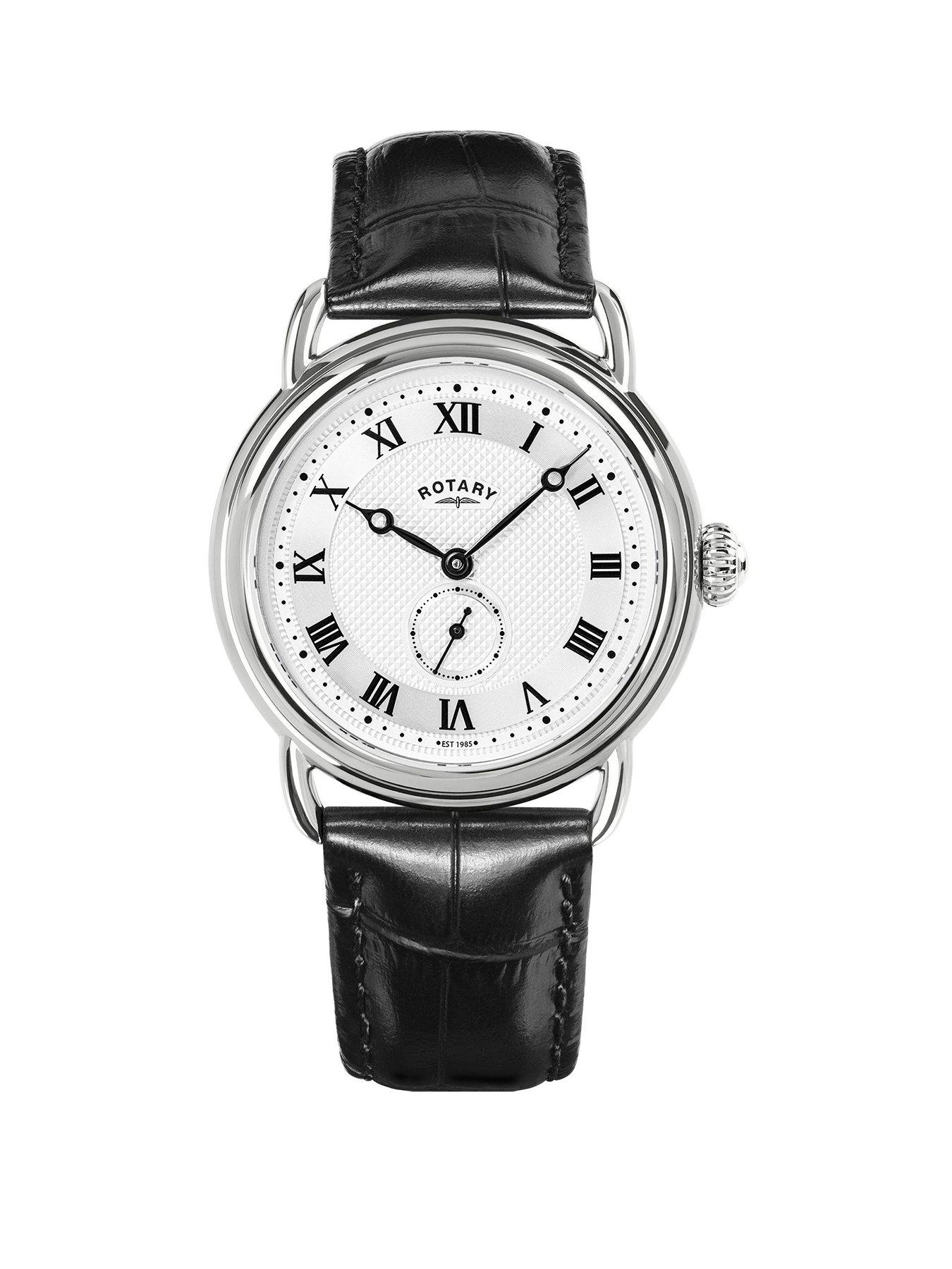 Rotary Rotary Men's Heritage Sherlock Stainlesss Steel Black Leather Strap Watch