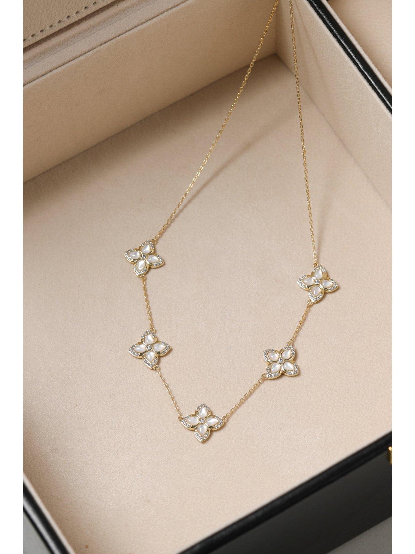 Image 3 of 4 of Jon Richard 14K Gold Plated and Mother of Pearl Clover Necklace