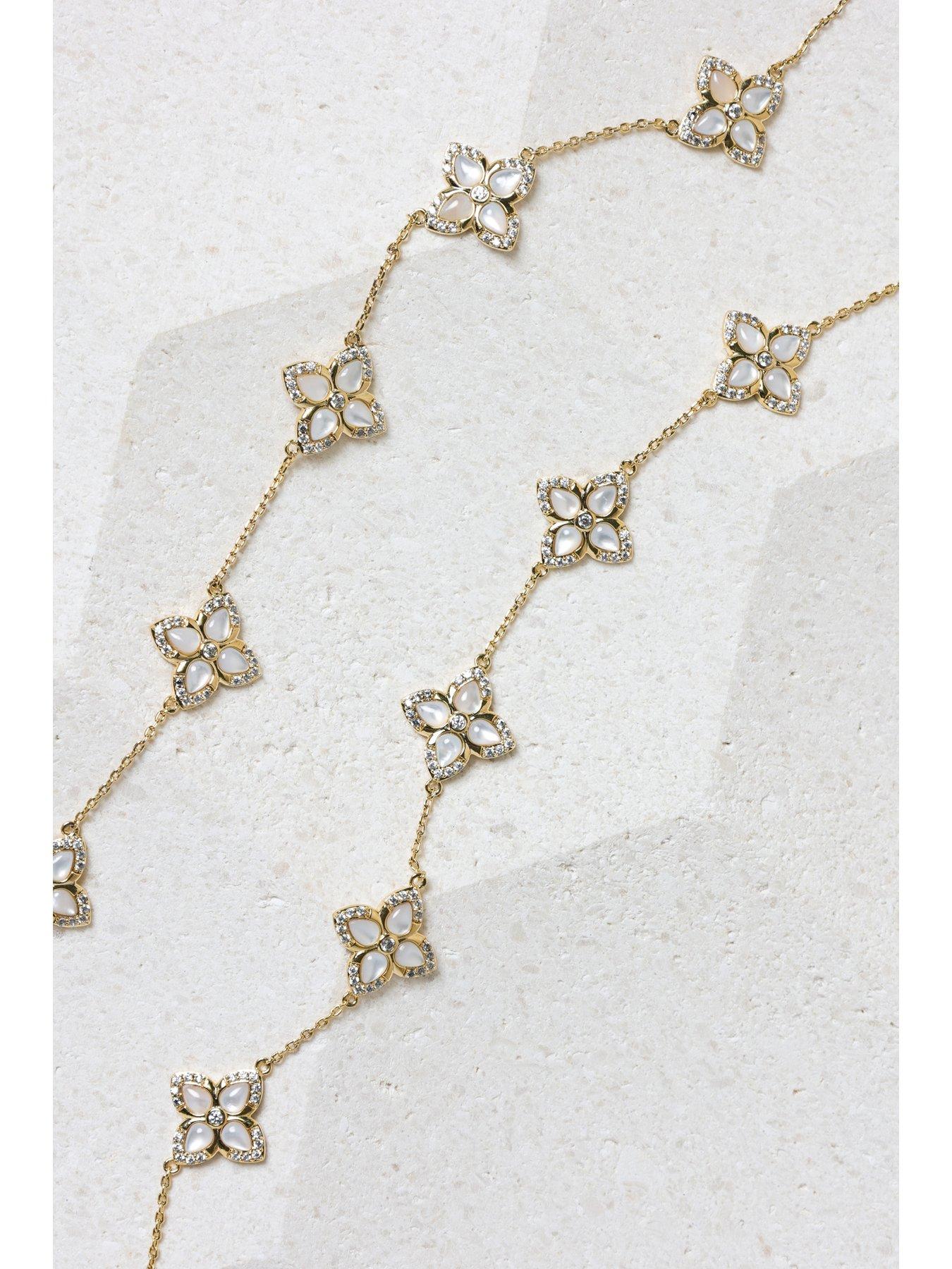 Image 4 of 4 of Jon Richard 14K Gold Plated and Mother of Pearl Clover Necklace