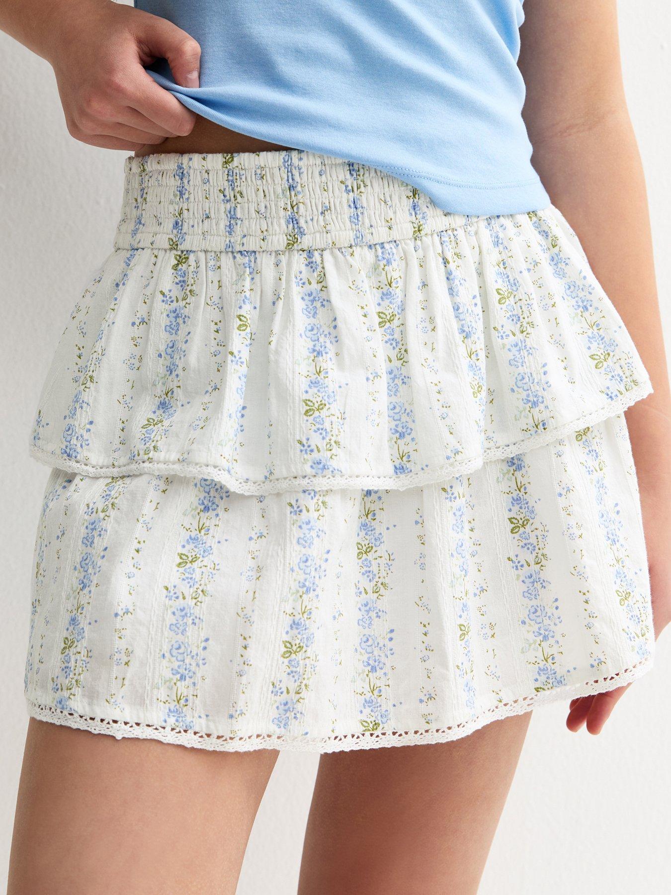 New Look 915 Girls Floral Rara Skort - White