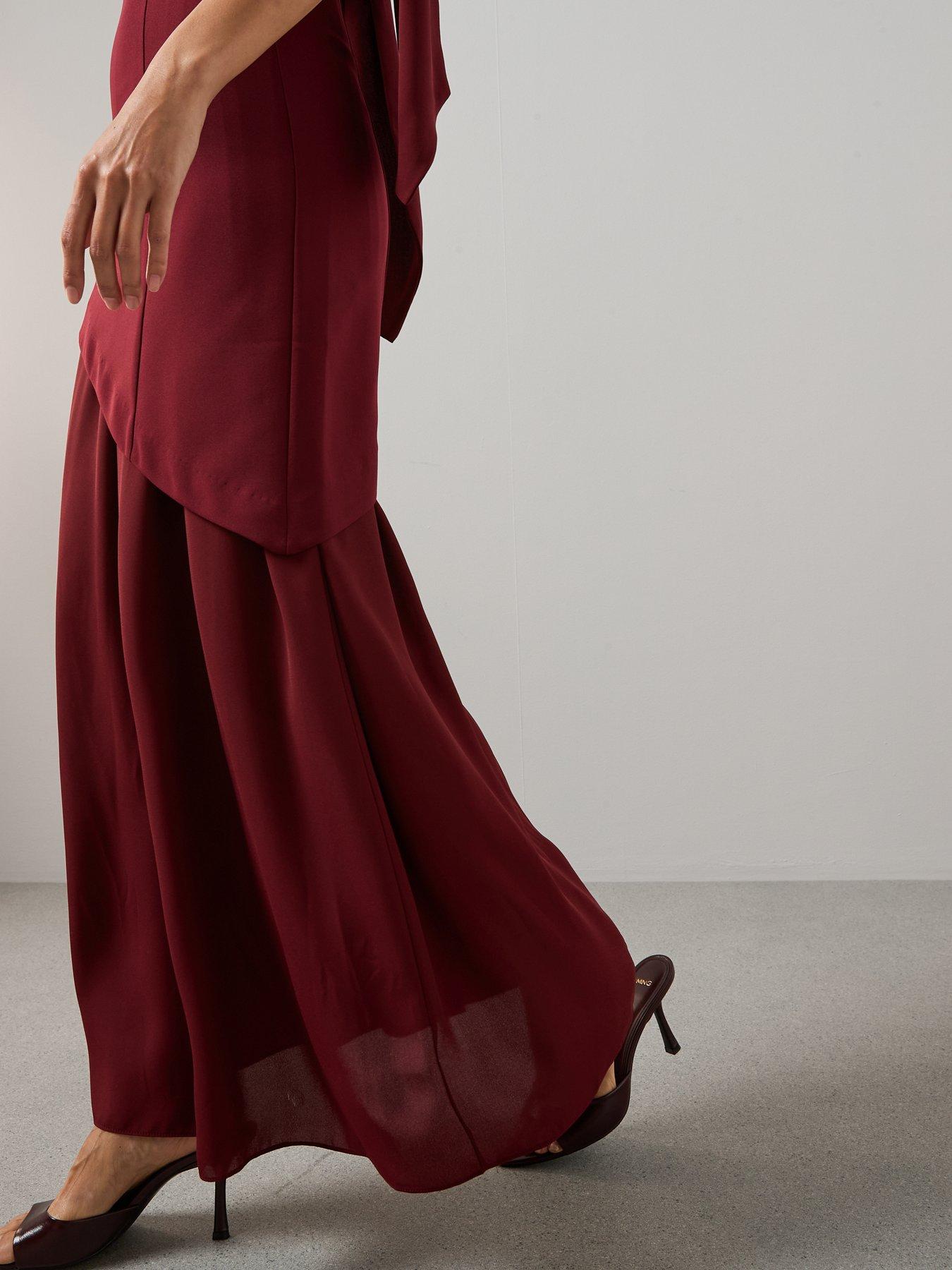  image of the-very-collection-scarf-bandeau-midaxi-dress-dark-red