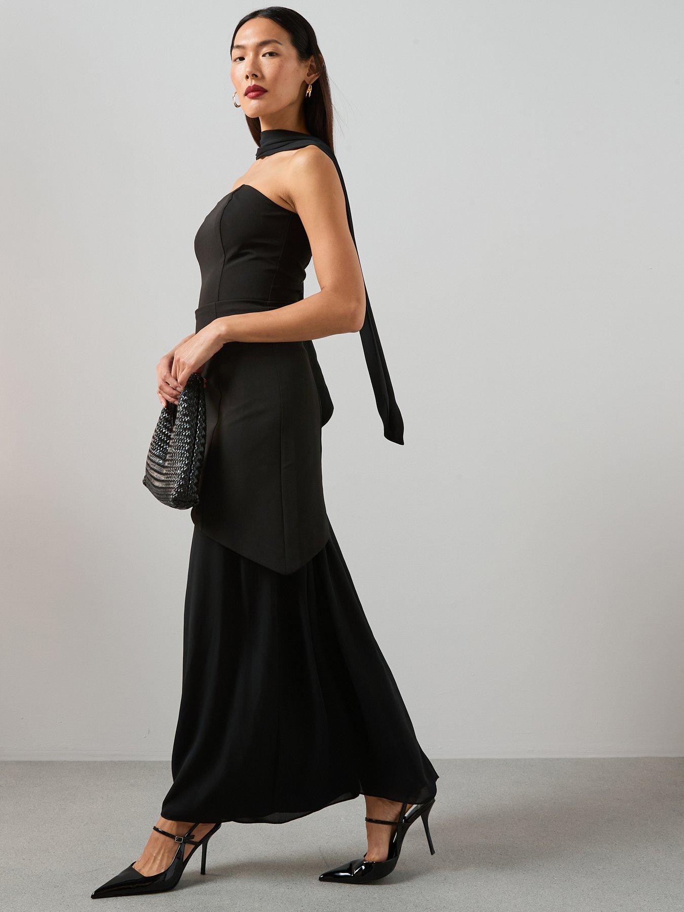  image of the-very-collection-scarf-bandeau-midaxi-dress-black