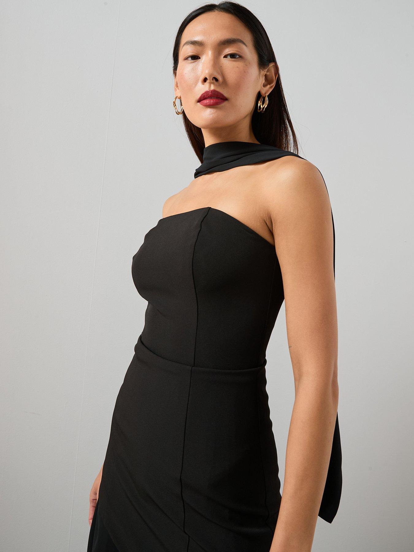  image of the-very-collection-scarf-bandeau-midaxi-dress-black