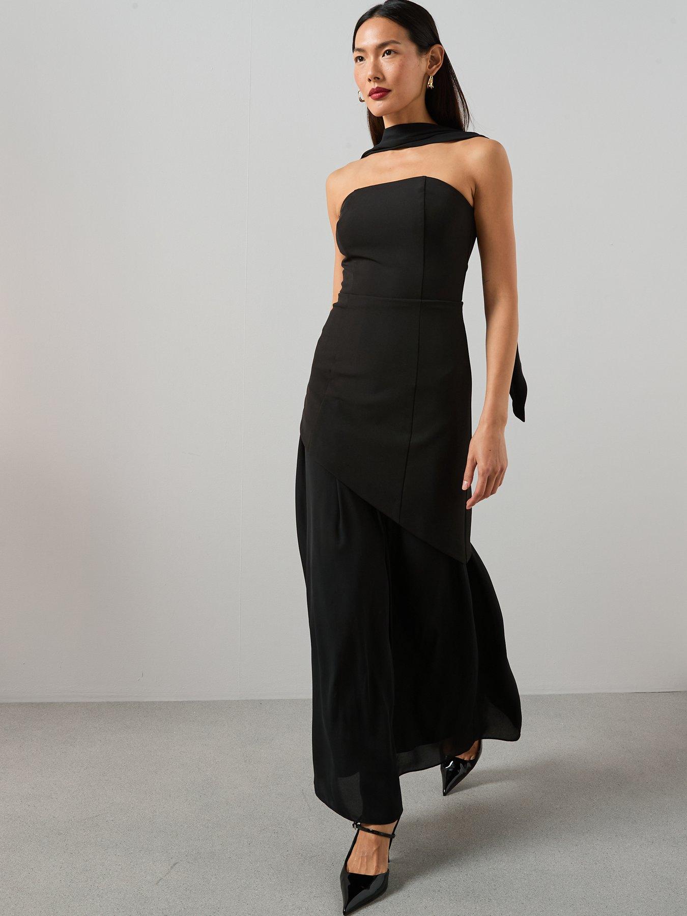  image of the-very-collection-scarf-bandeau-midaxi-dress-black