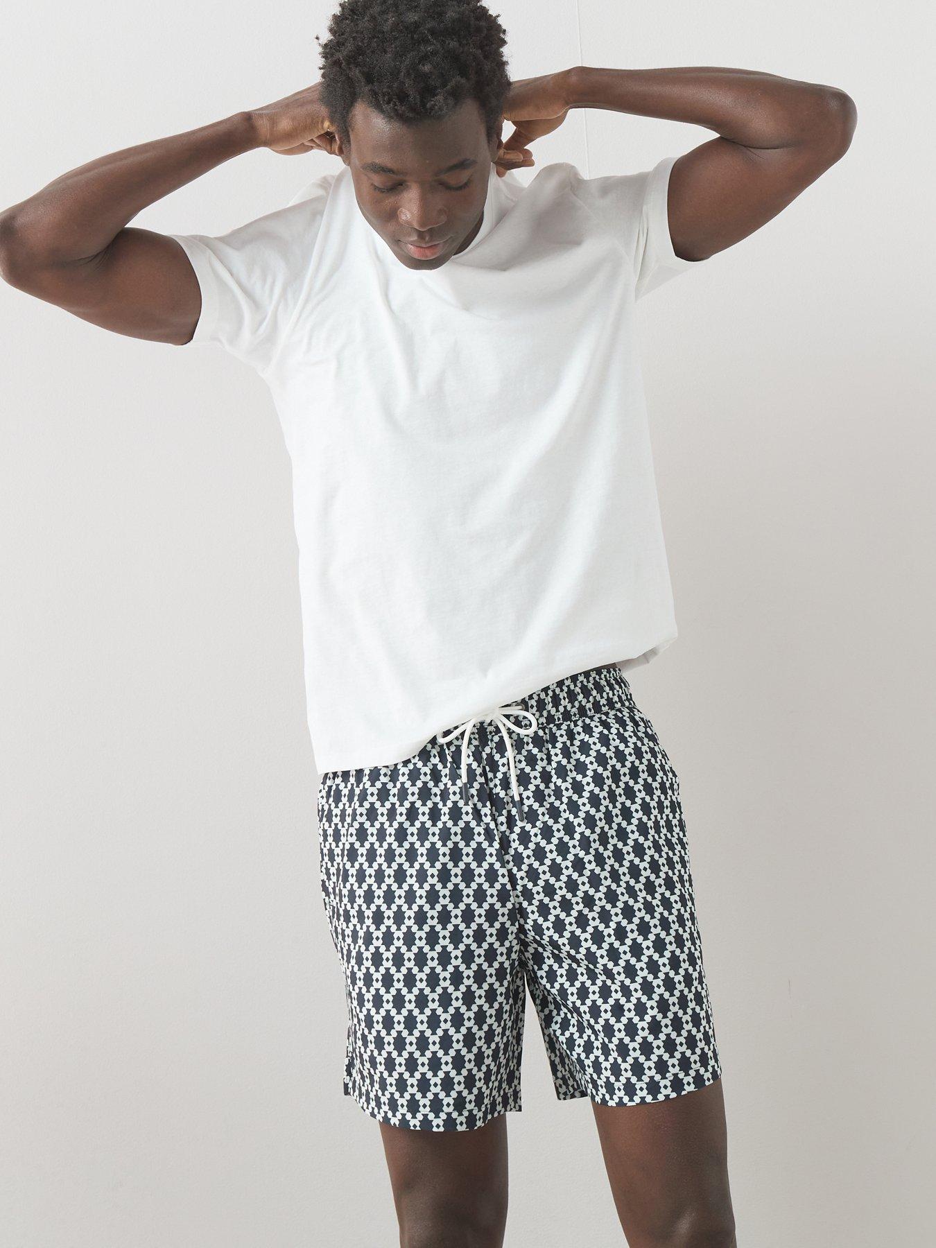 the-very-collection-quick-dry-geometric-print-swim-shorts-navy