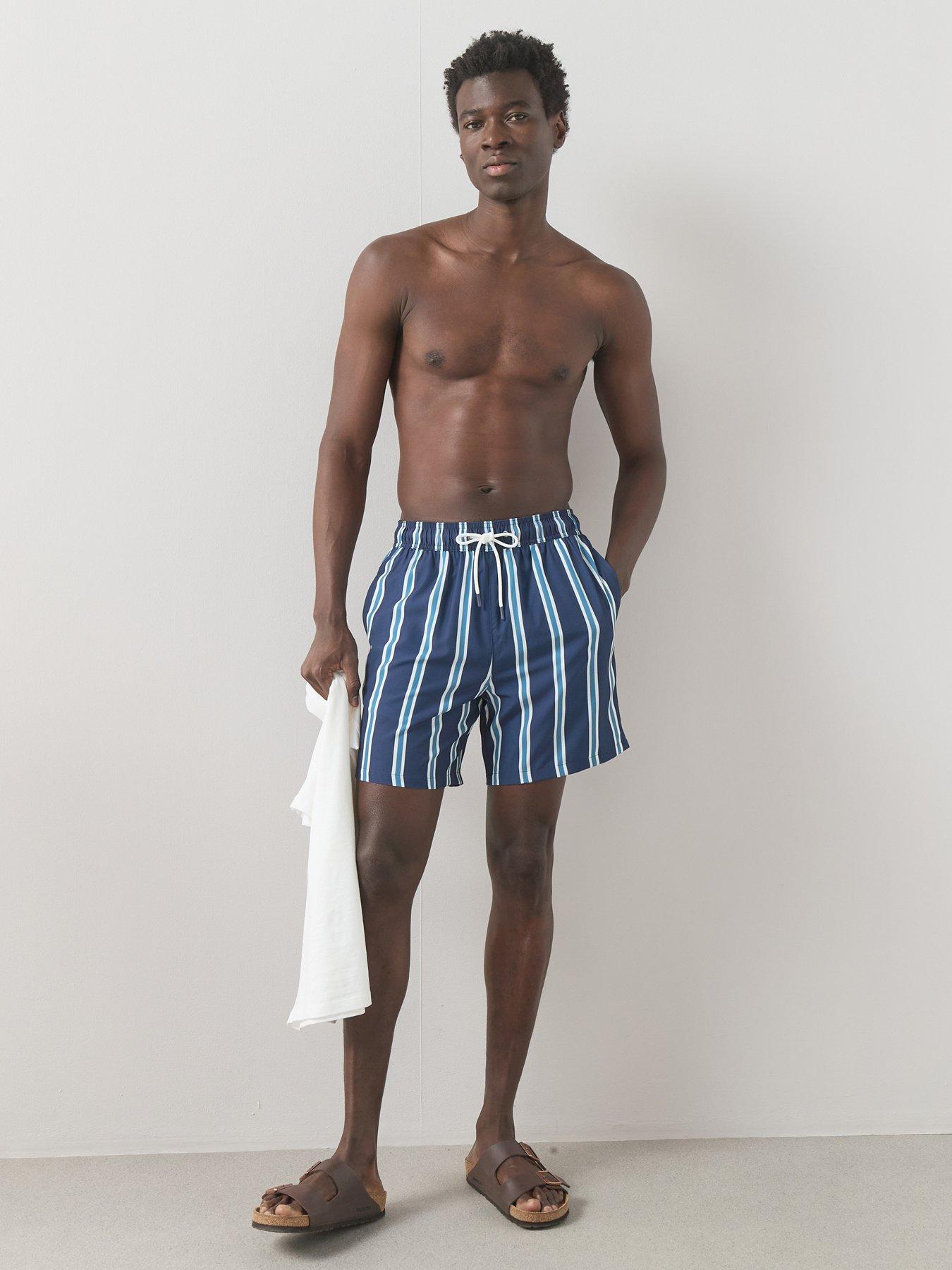 Image 1 of 7 of The Very Collection Stripe Swim Shorts - Navy