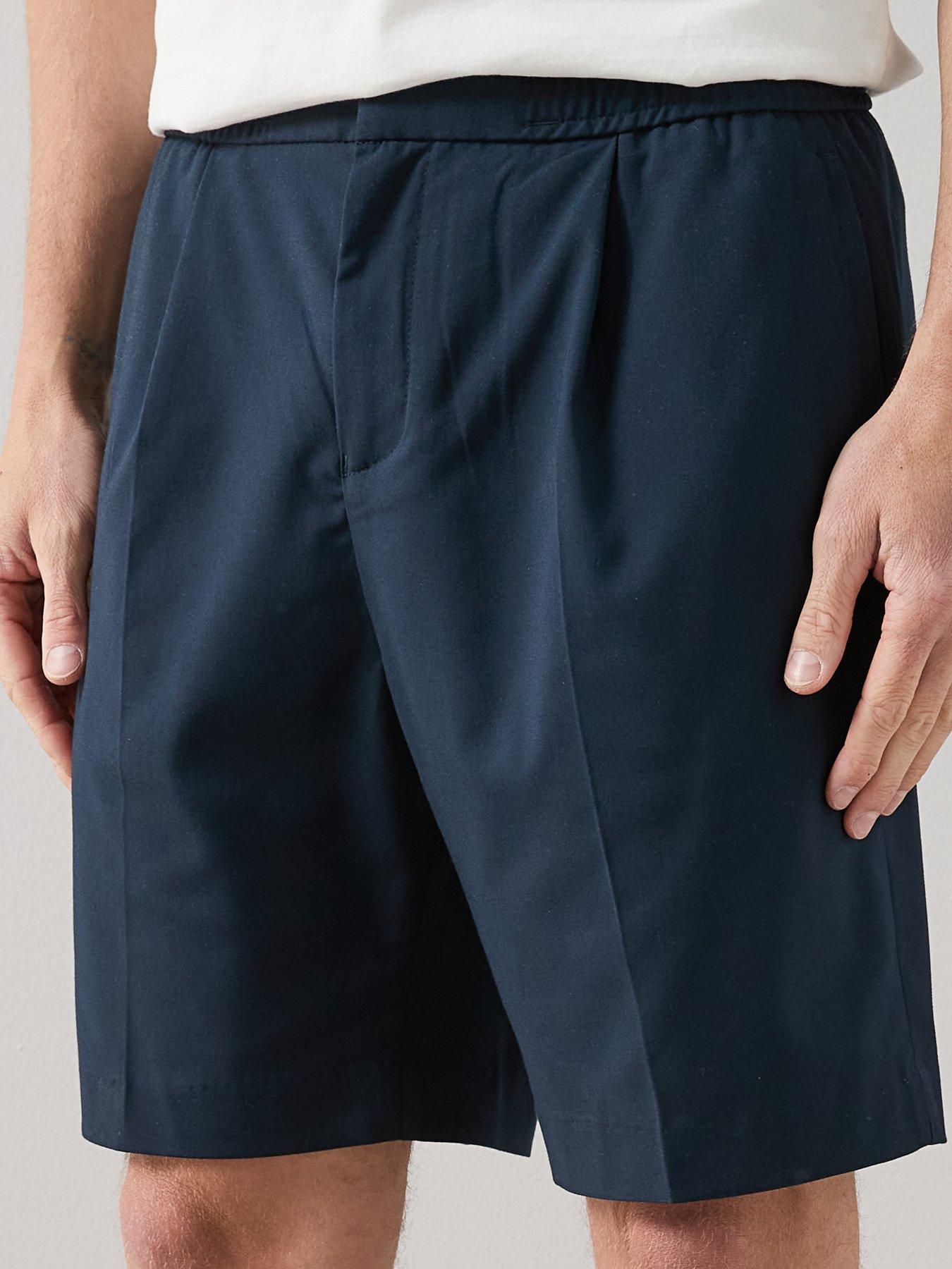 Image 4 of 6 of The Very Collection Pleated Shorts - Navy