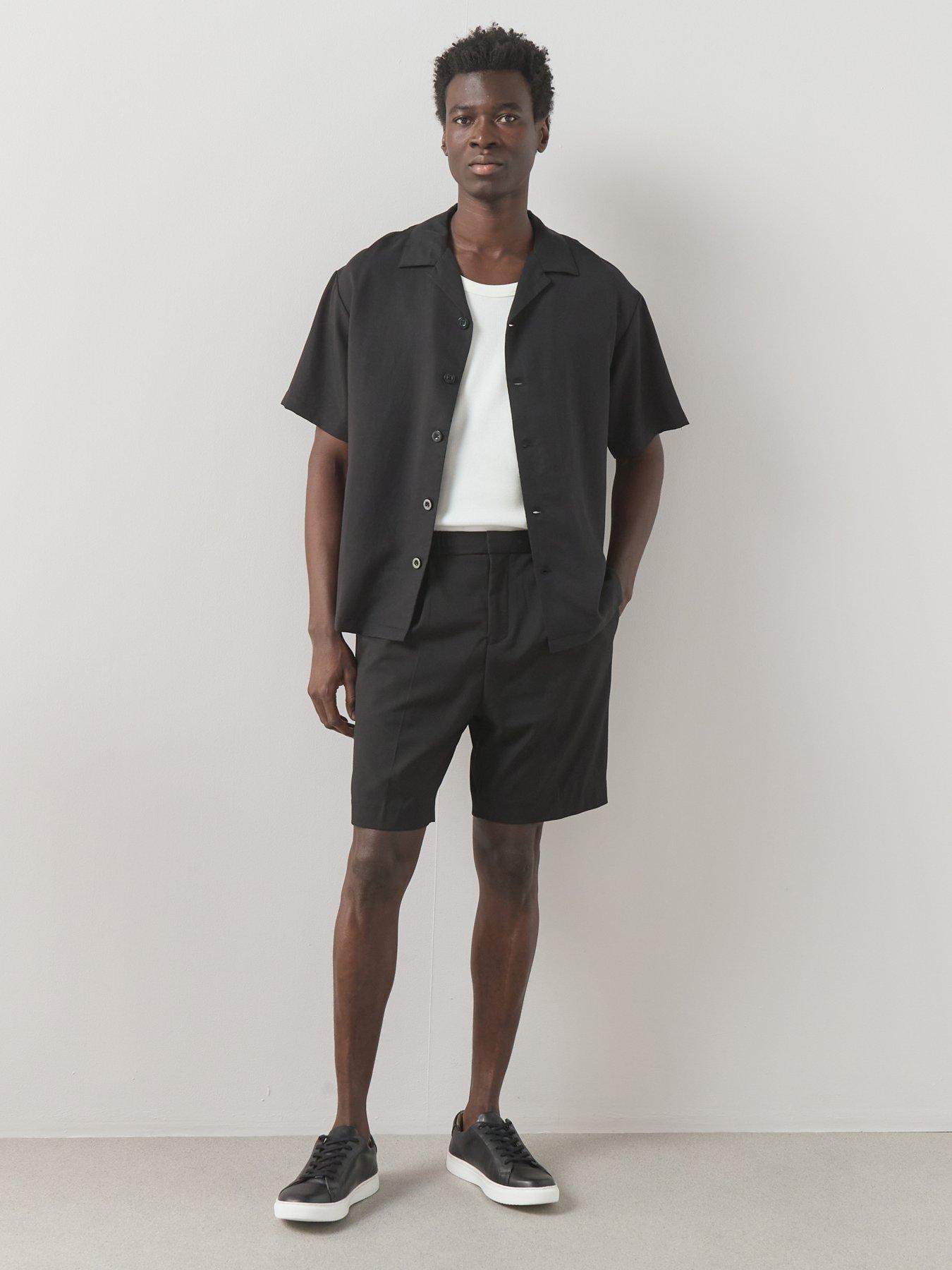 front image of the-very-collection-pleated-shorts-black