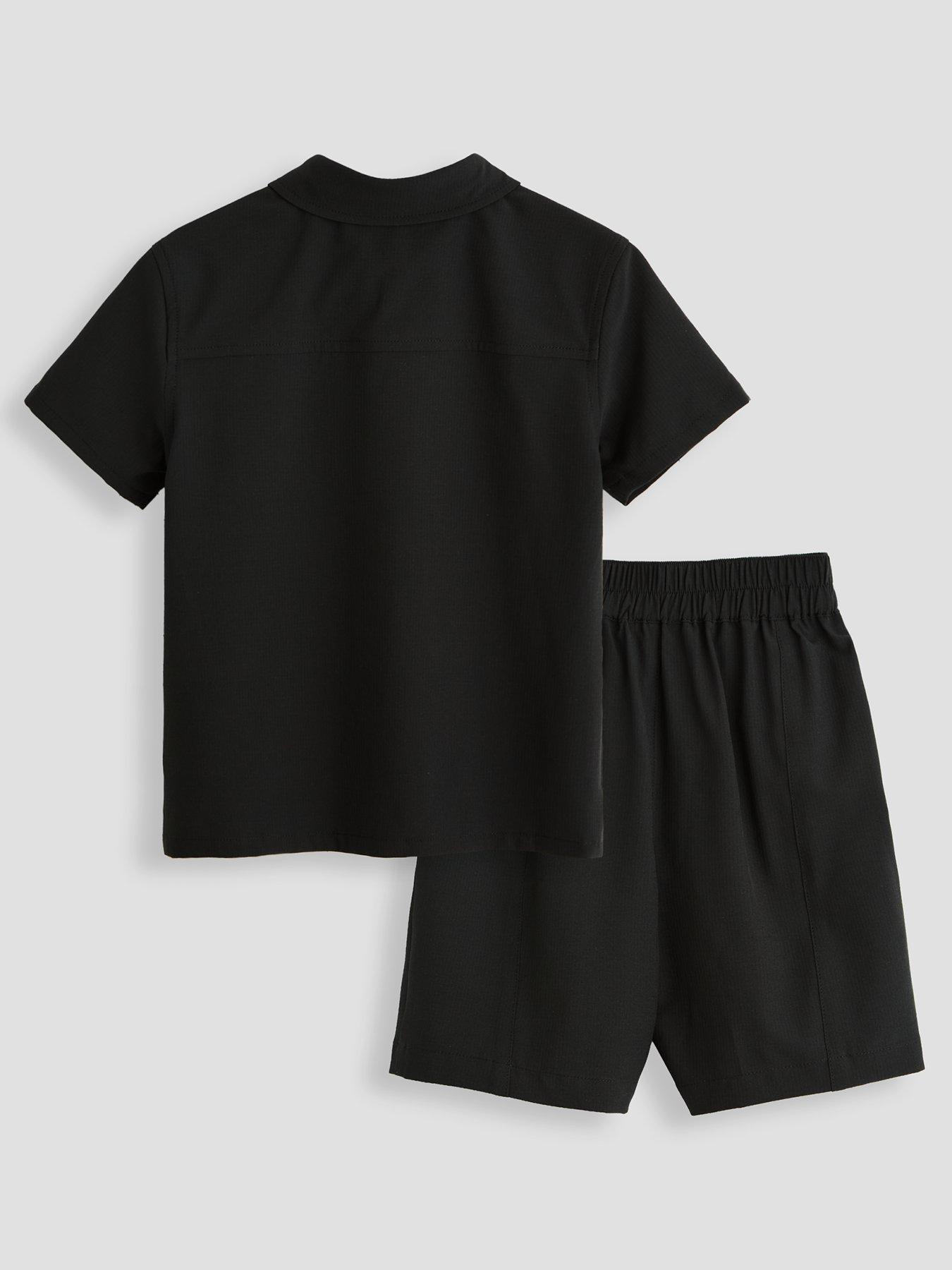 Image 2 of 5 of The Very Collection Boys Technical Cargo&nbsp;Shirt &amp; Shorts&nbsp;Outfit Set - Black