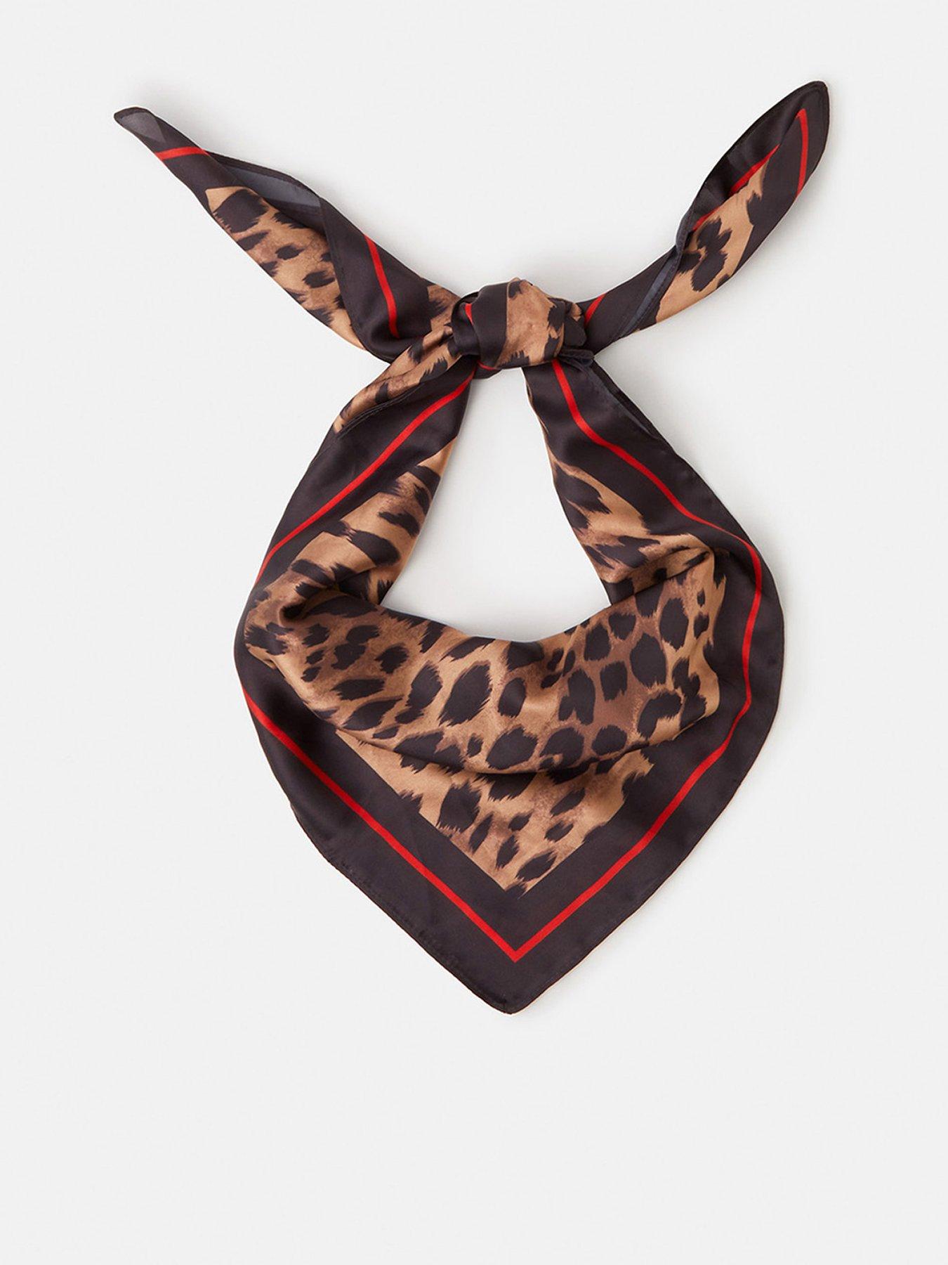 Accessorize Leopard Print Square Satin Scarf - Multi