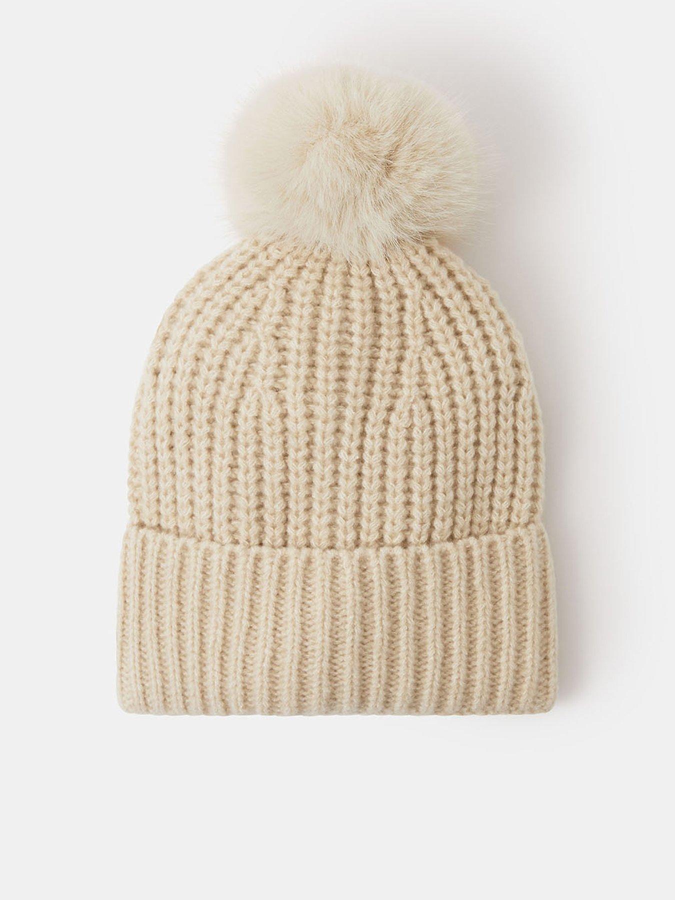  image of accessorize-polly-pom-beanie-white