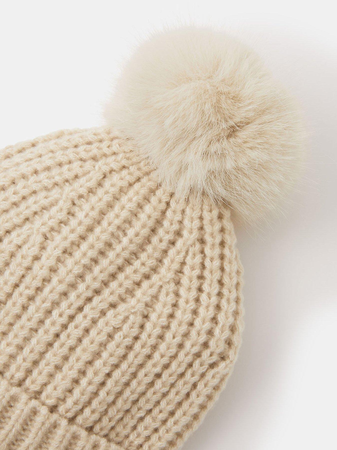  image of accessorize-polly-pom-beanie-white
