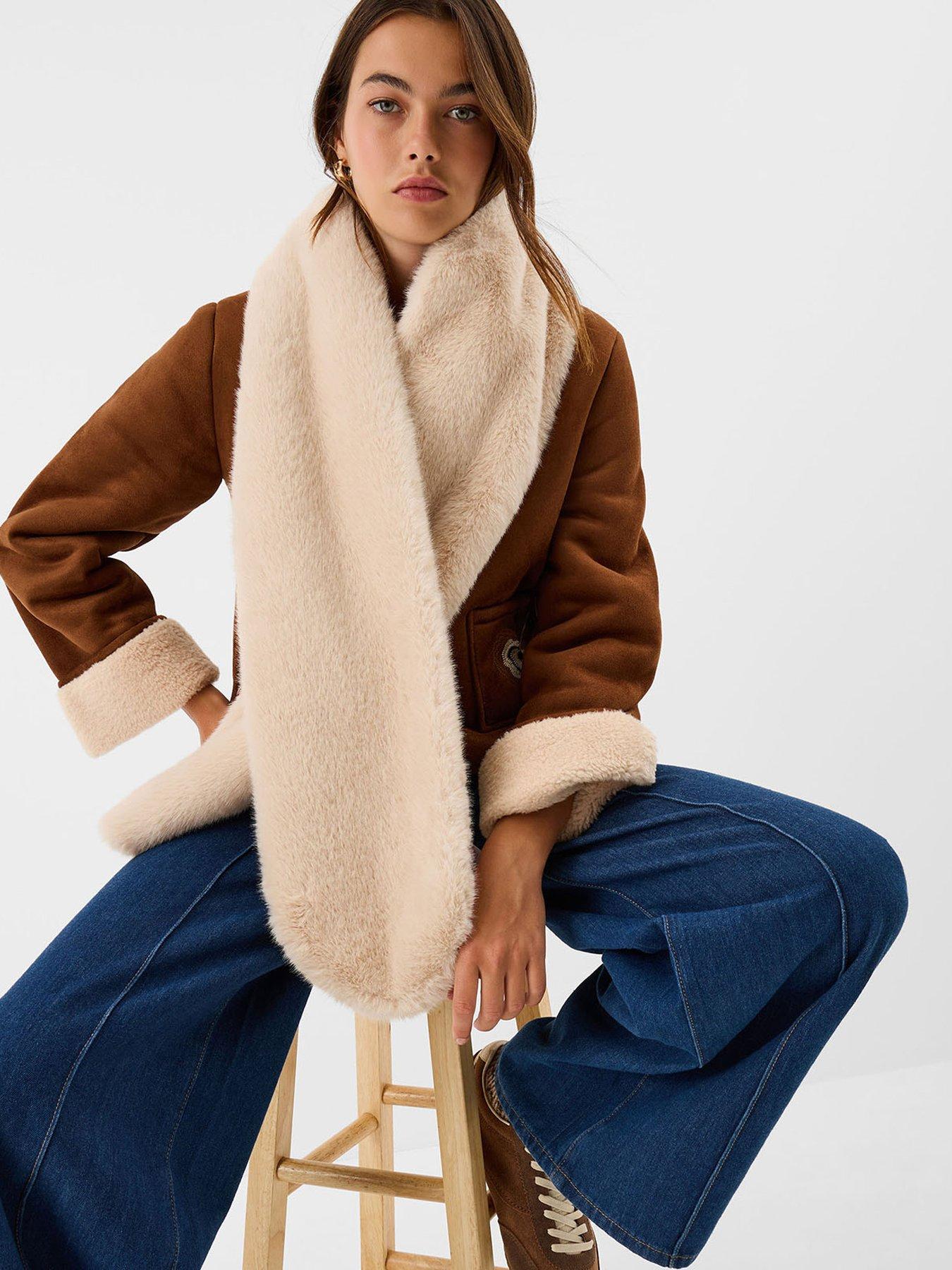  image of accessorize-natural-fur-stole-white