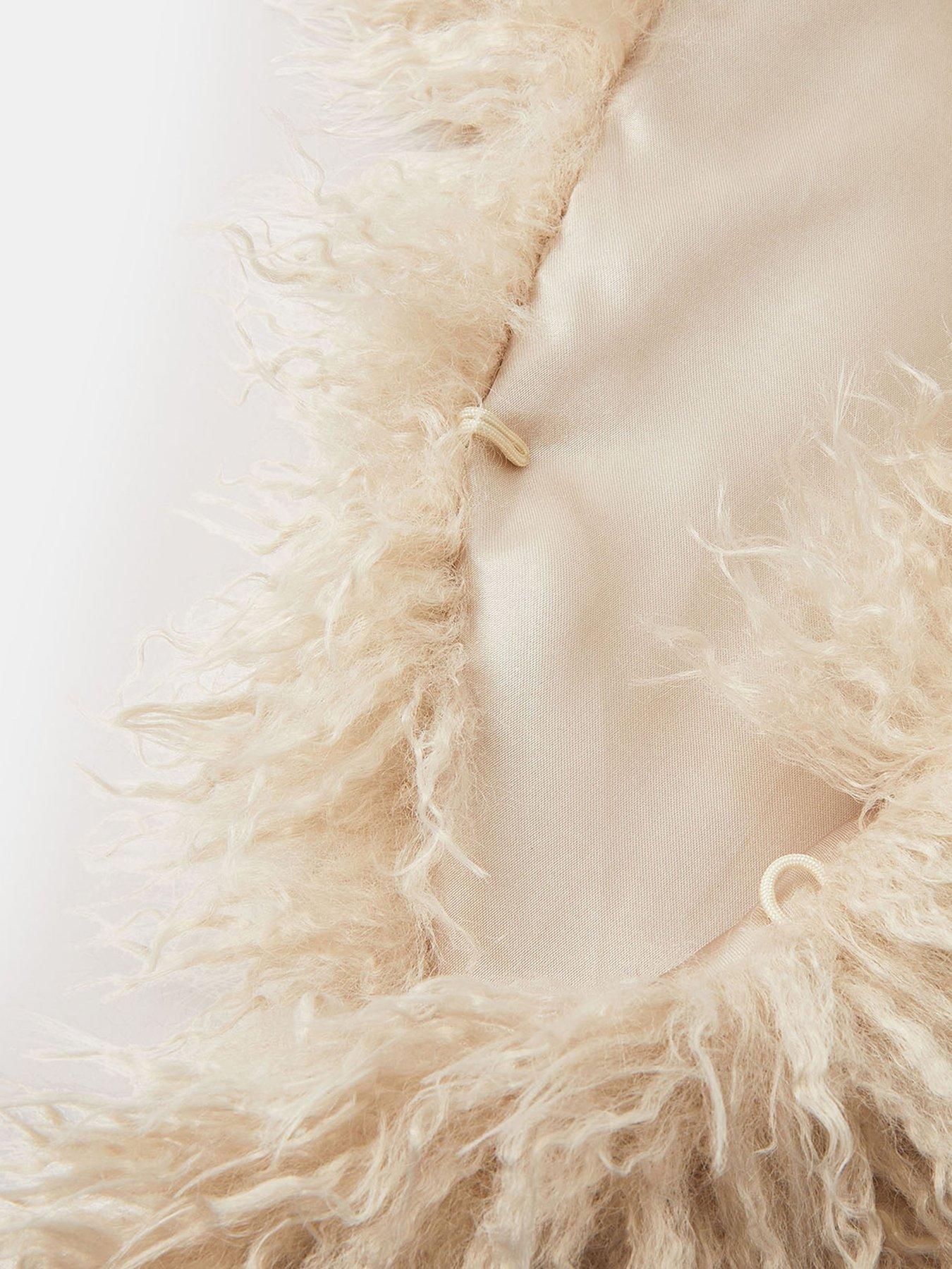 Image 2 of 2 of Accessorize Mongolian Fur Tippet Scarf - White
