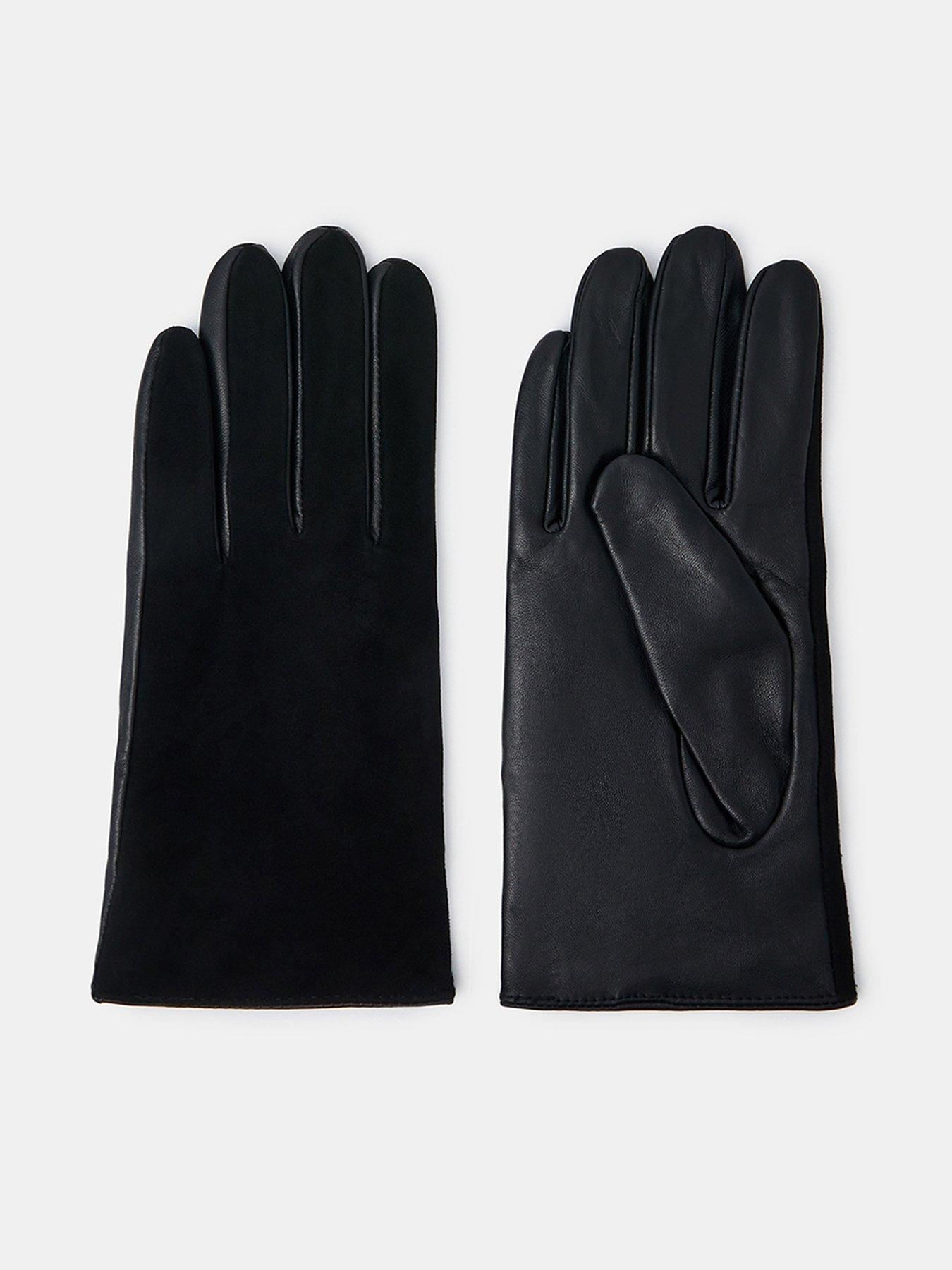Accessorize Faux Suede Leather Gloves - Black
