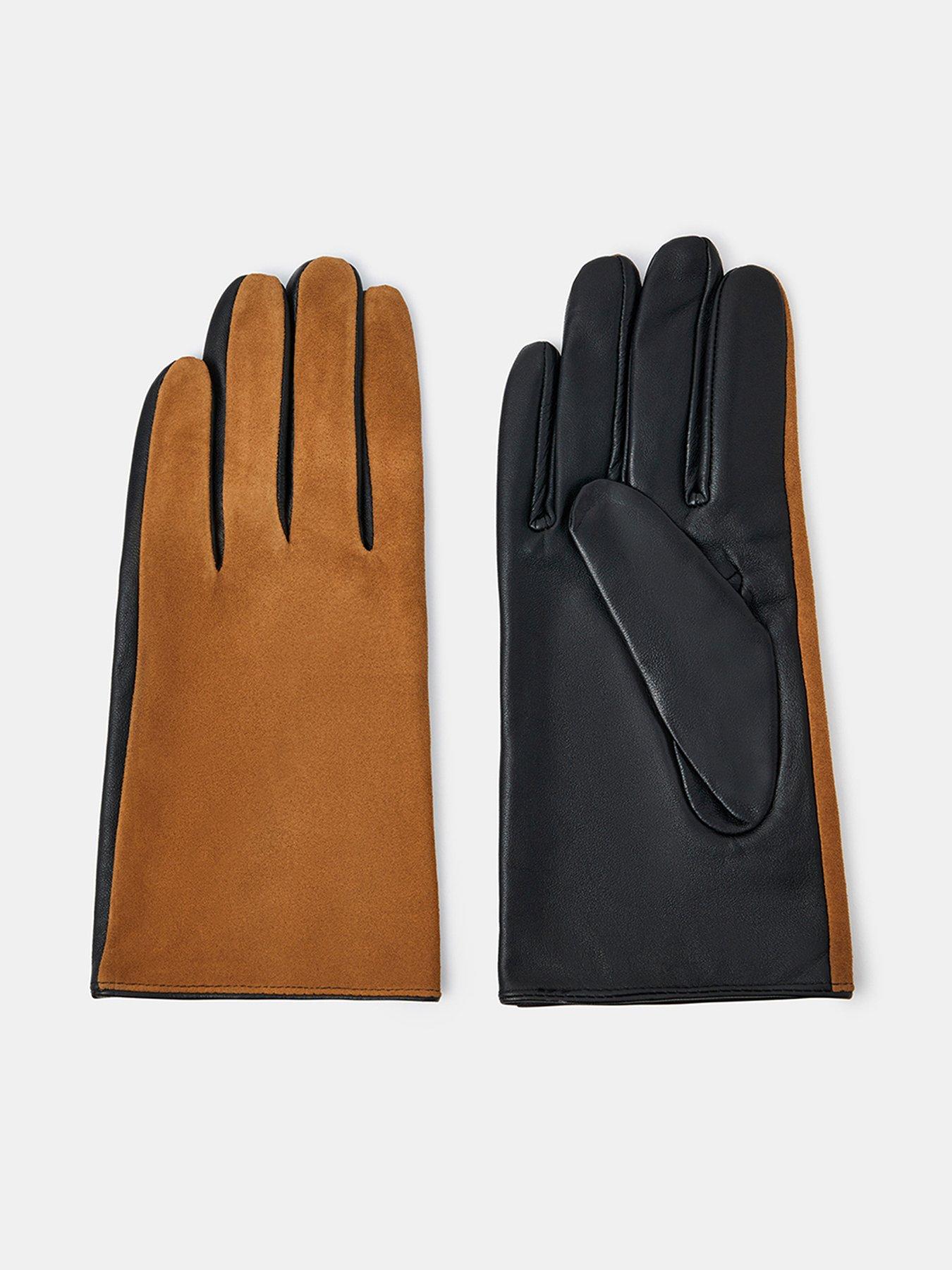 Accessorize Faux Suede Leather Gloves - Brown