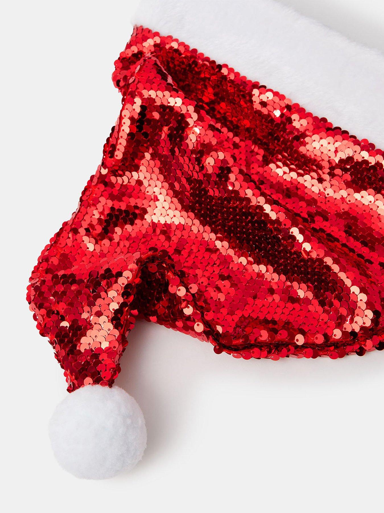 Image 3 of 3 of Accessorize Sequin Santa Hat - Red