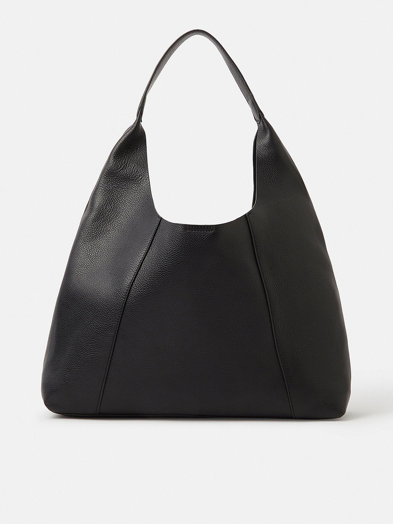  image of accessorize-large-slouchy-leather-shoulder-bag-black