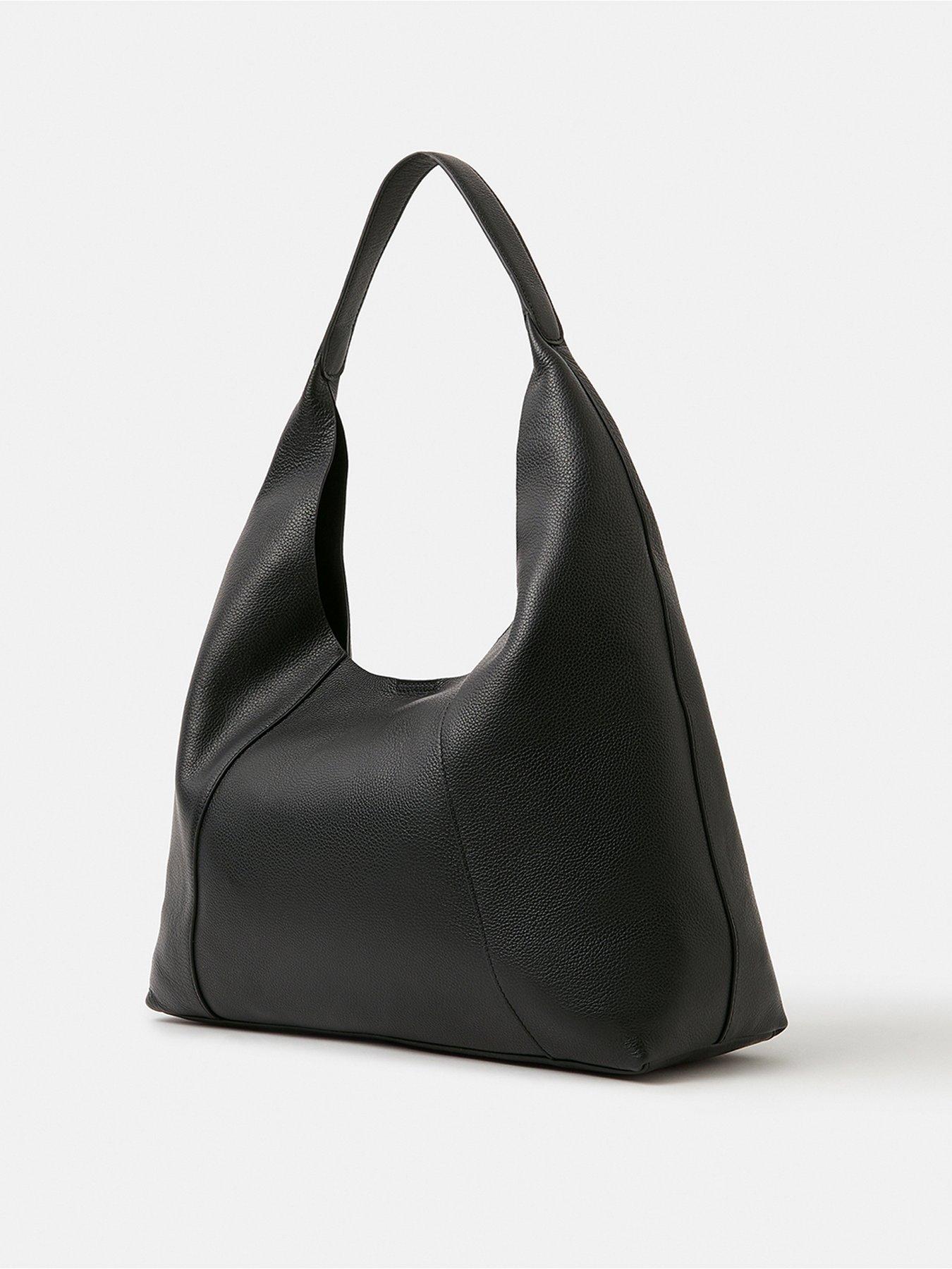  image of accessorize-large-slouchy-leather-shoulder-bag-black