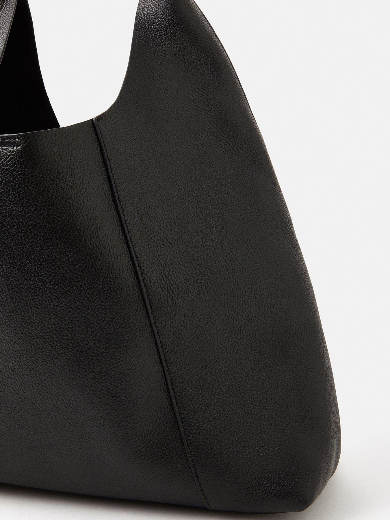  image of accessorize-large-slouchy-leather-shoulder-bag-black