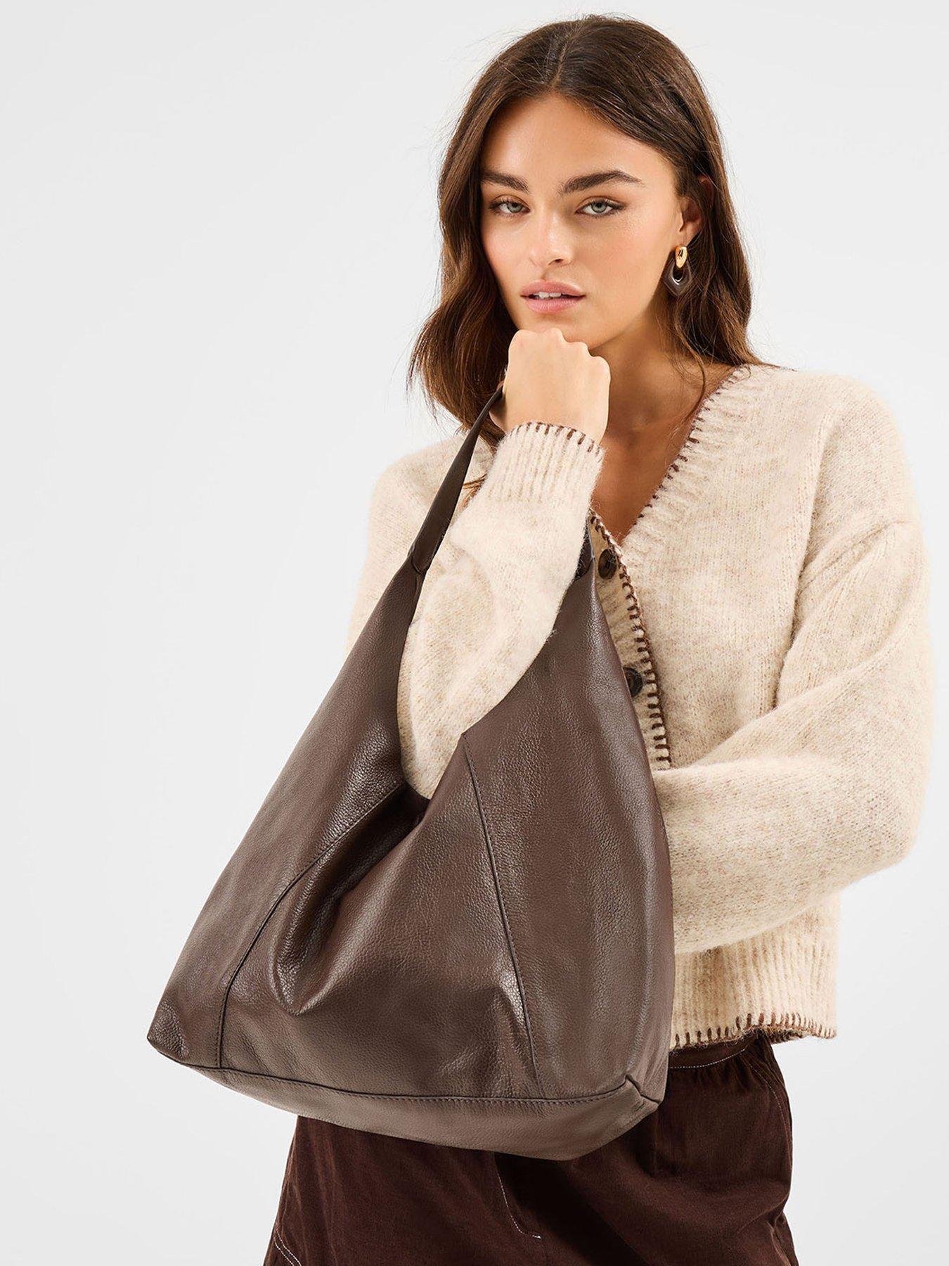 image of accessorize-slouchy-leather-shoulder-bag-brown
