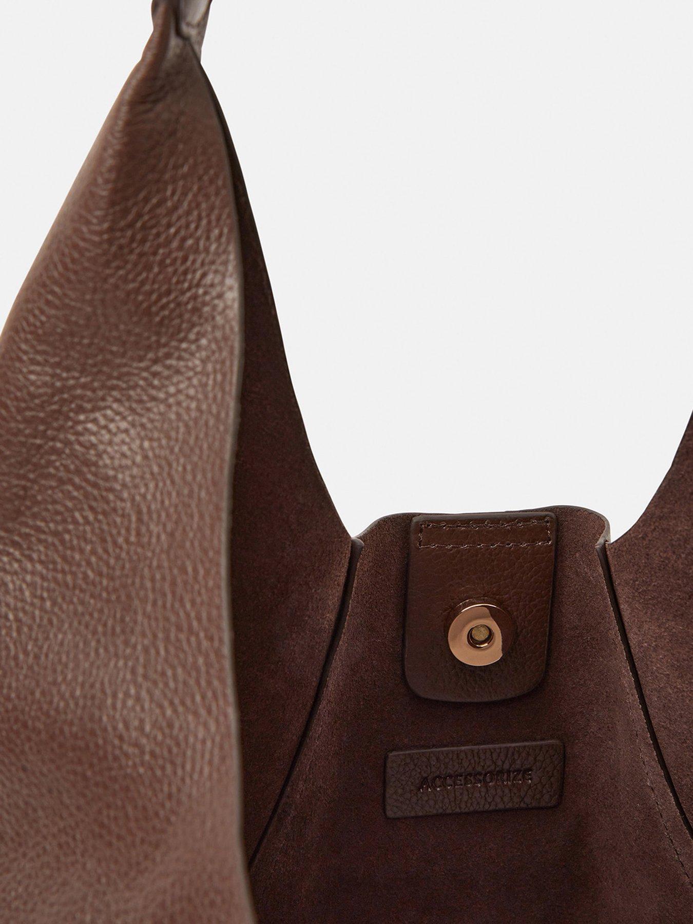  image of accessorize-slouchy-leather-shoulder-bag-brown