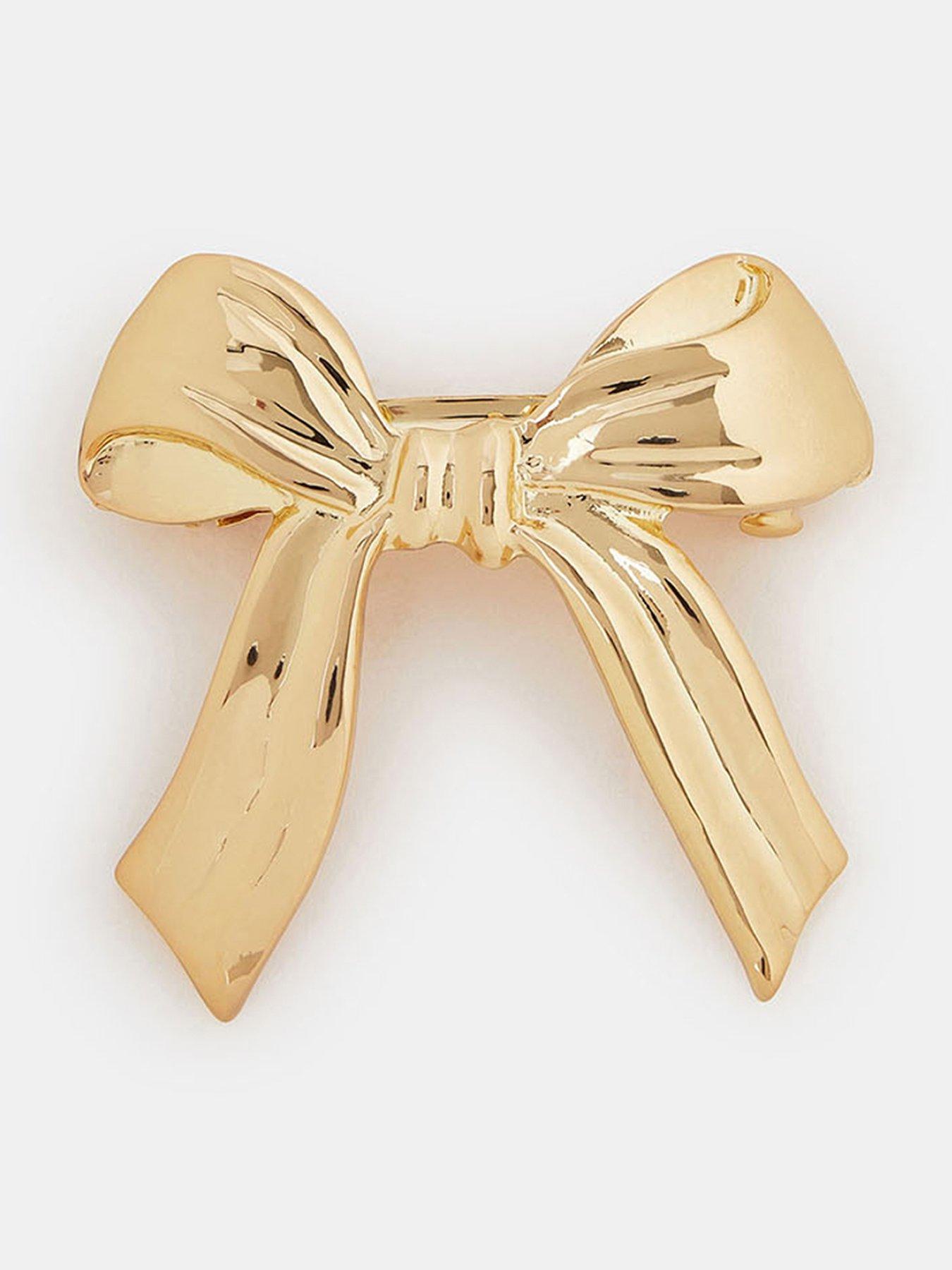 Accessorize Metal Bow Barrette - Gold