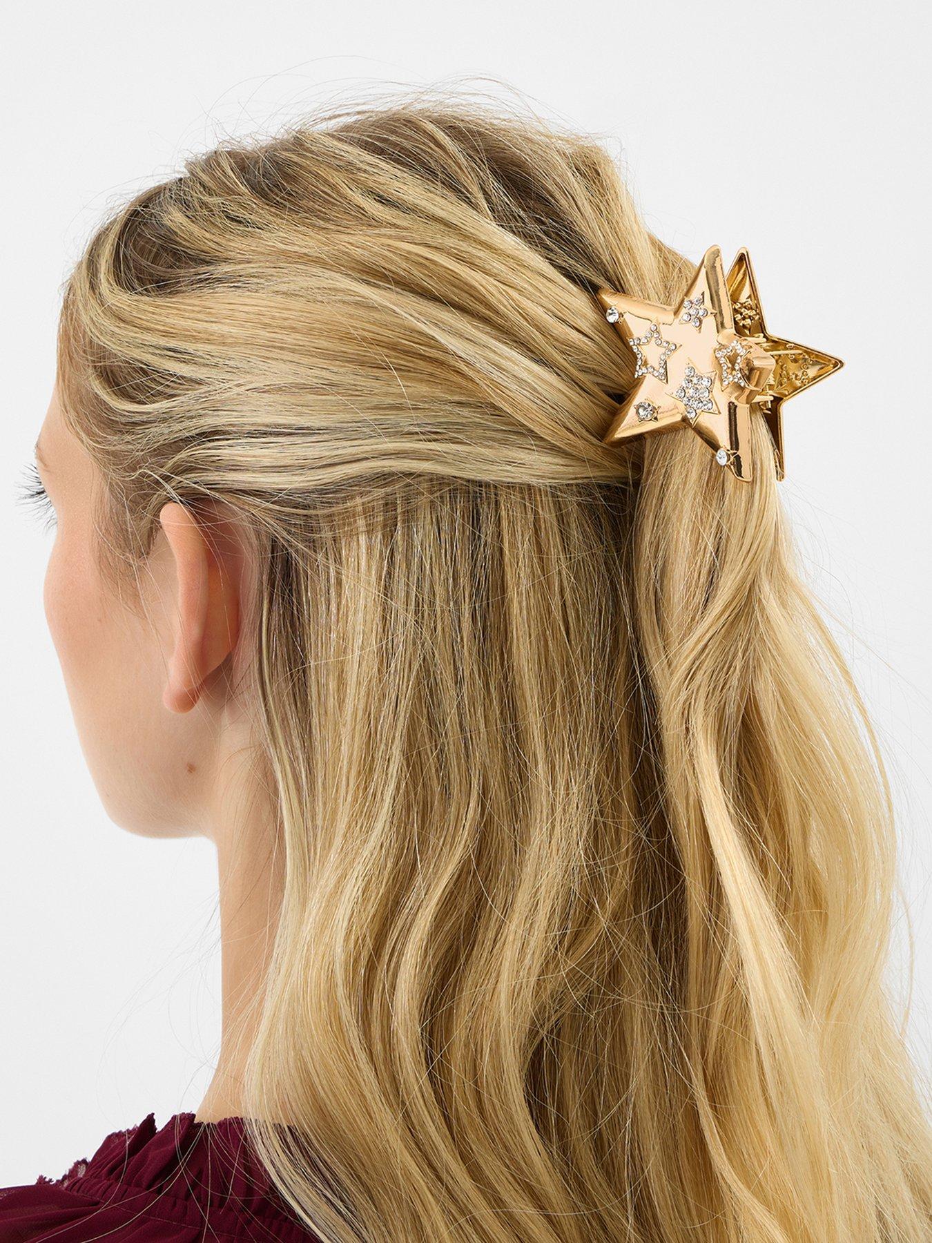  image of accessorize-metal-star-claw-clip-gold