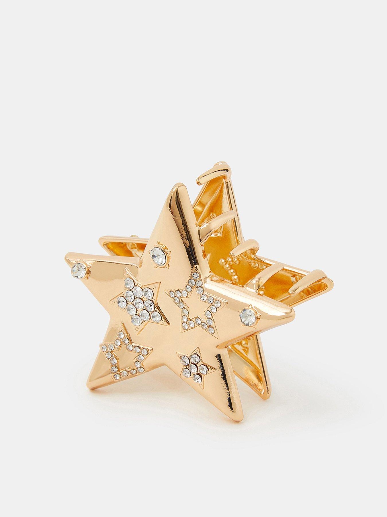  image of accessorize-metal-star-claw-clip-gold