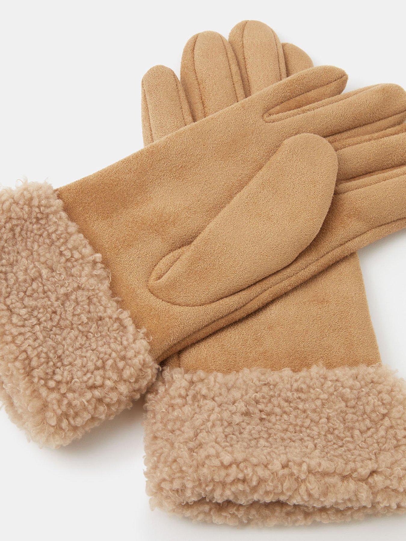  image of accessorize-shearling-tan-glove-brown