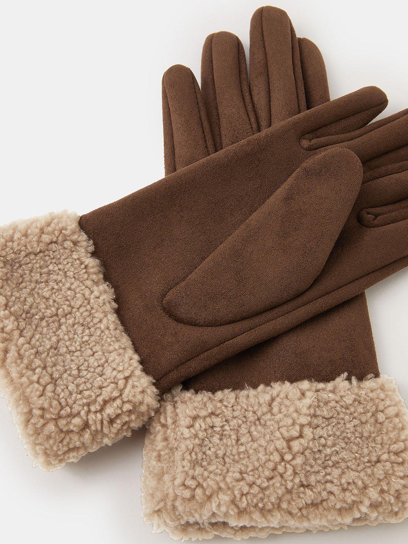  image of accessorize-shearling-tan-glove-brown