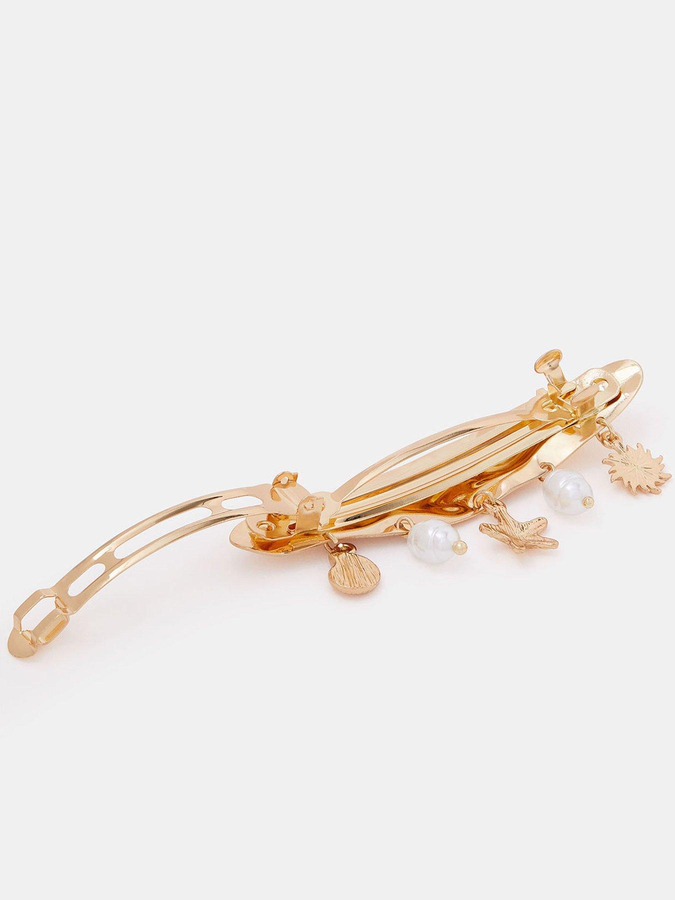 Image 4 of 4 of Accessorize Starfish Charm Hair Clip - Gold