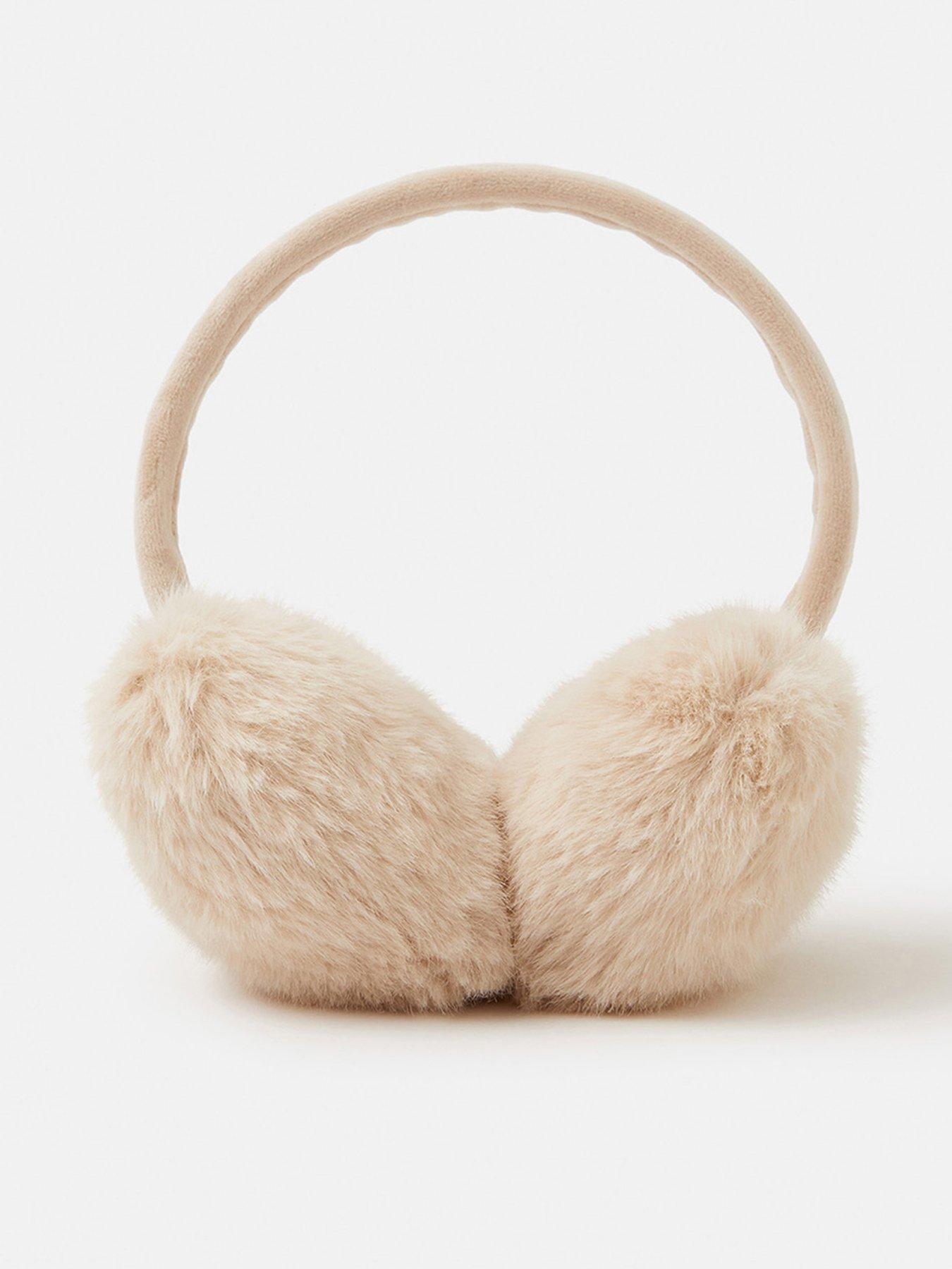 Accessorize Faux Fur Heart Earmuffs - White
