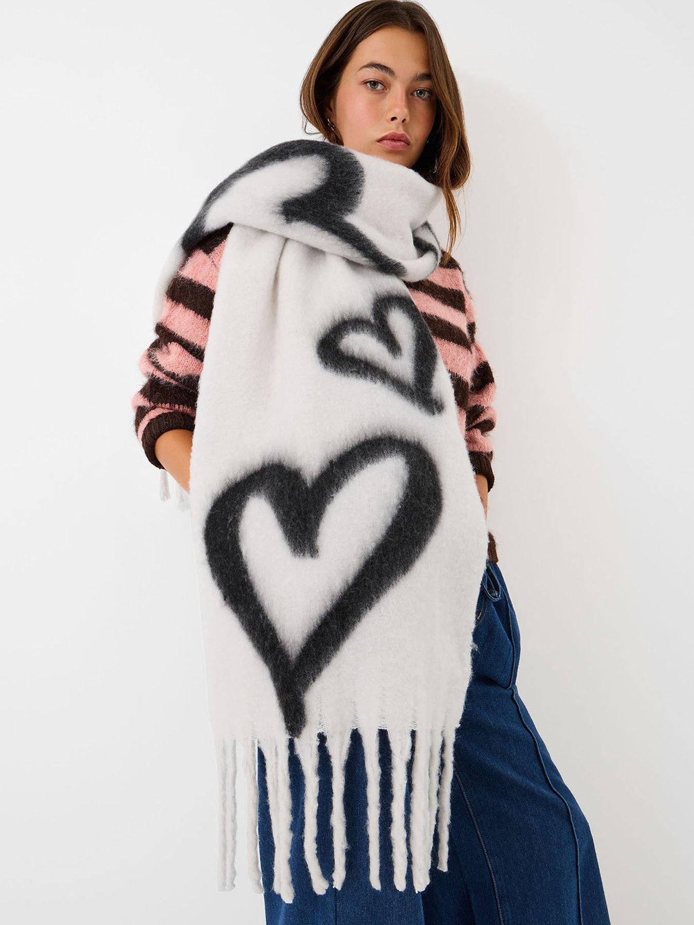 stillFront image of accessorize-mono-heart-super-fluffy-scarf-white