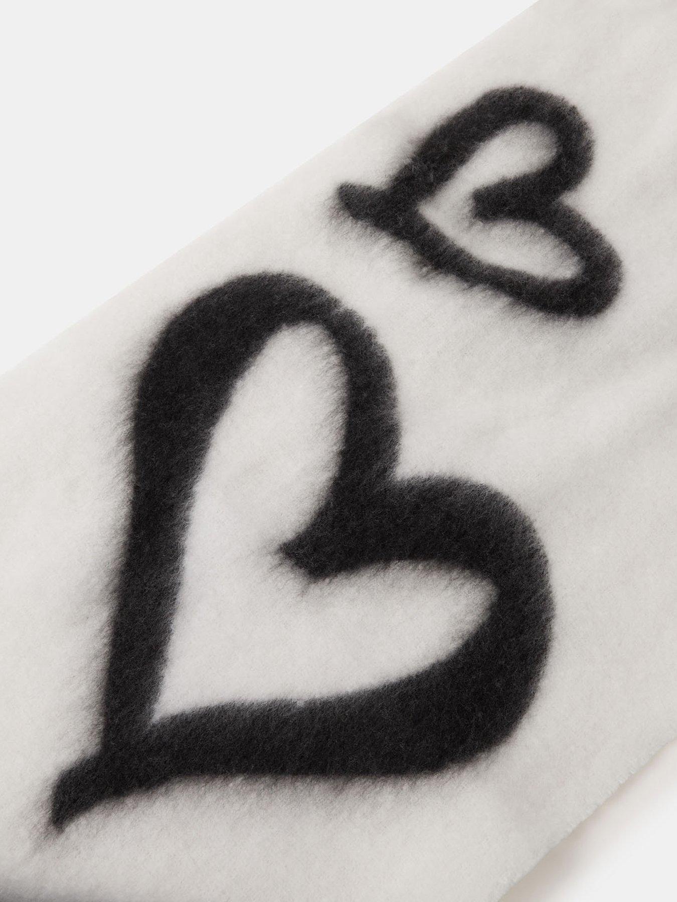  image of accessorize-mono-heart-super-fluffy-scarf-white