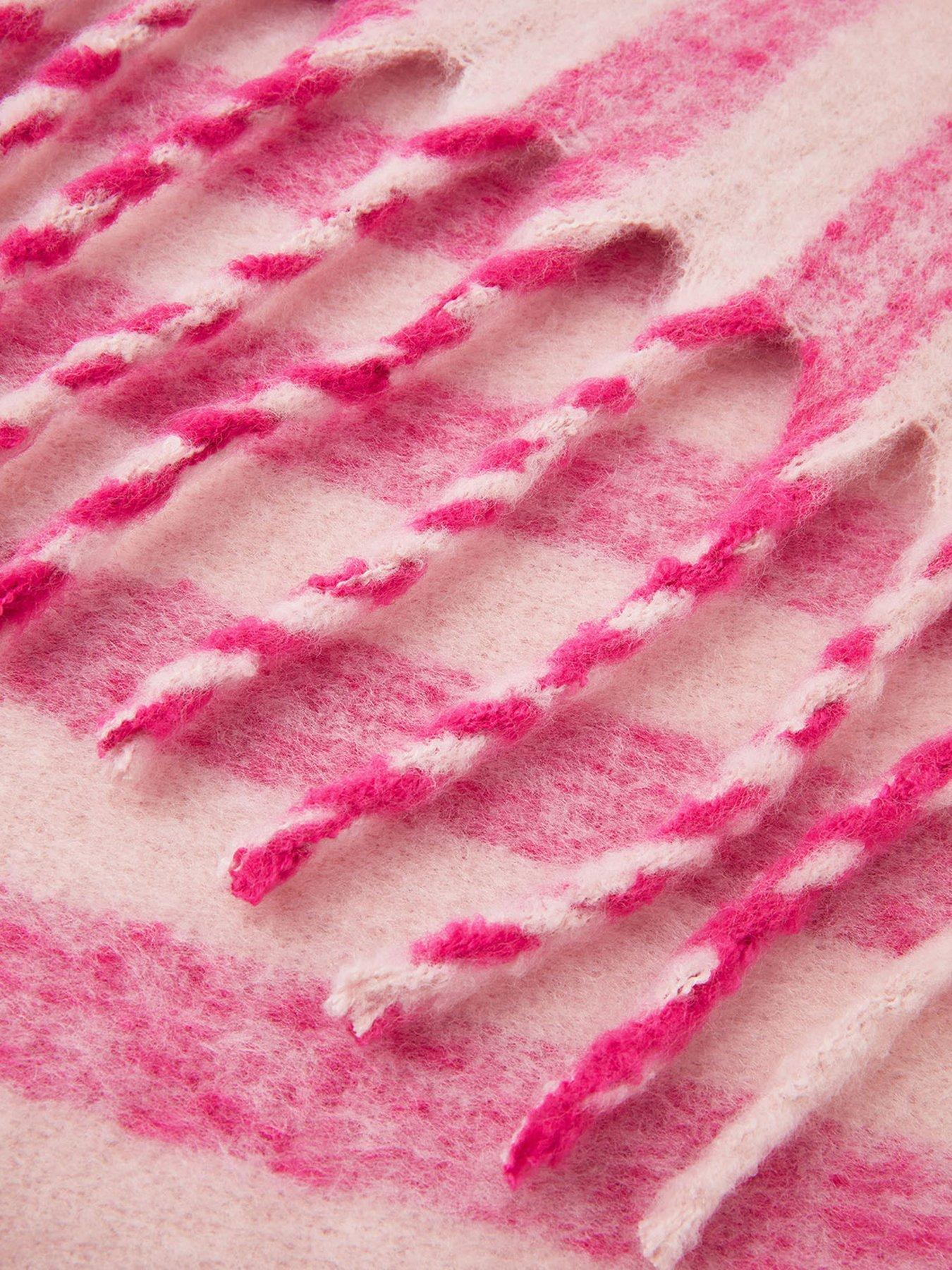 image of accessorize-stripe-super-fluffy-scarf-pink