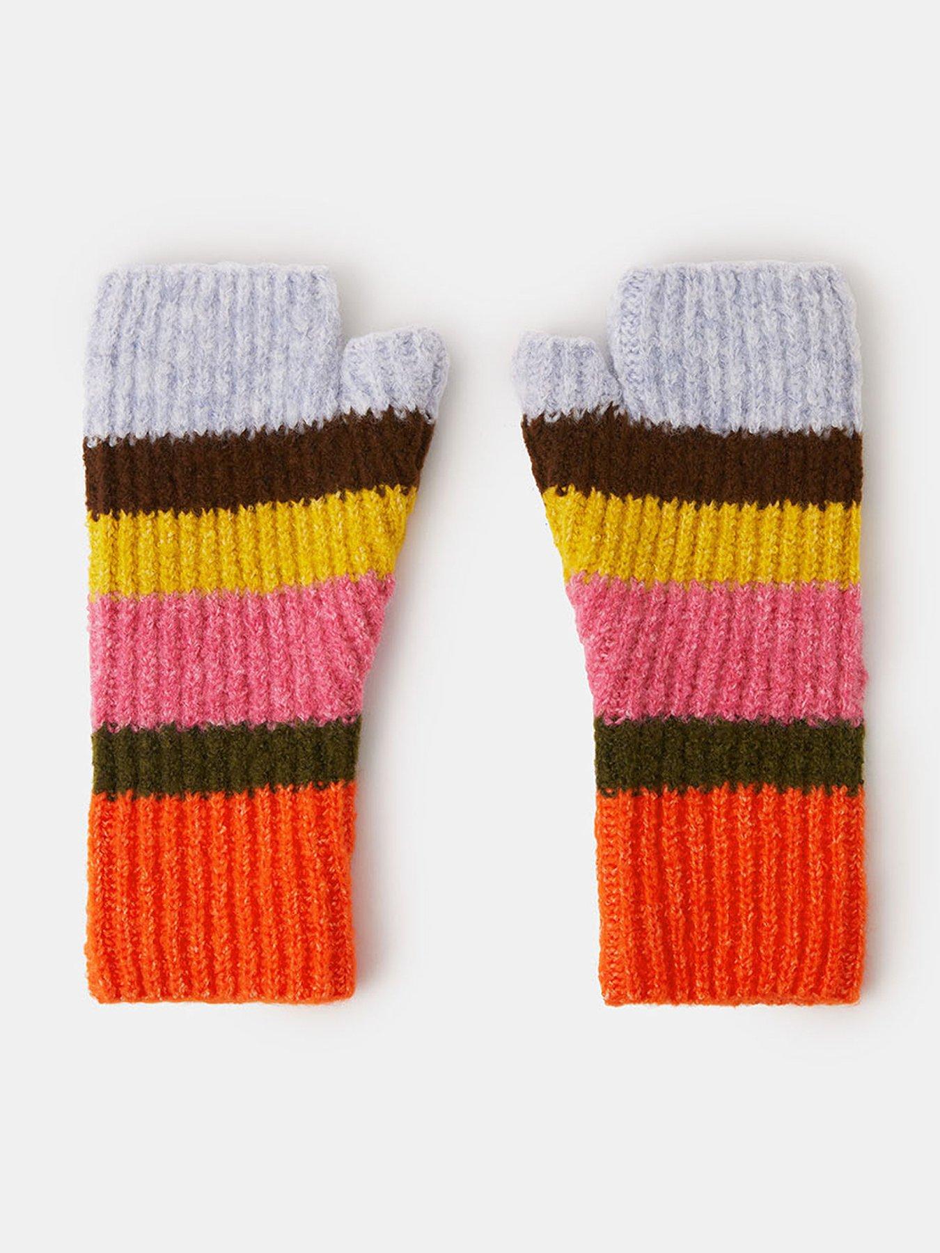 Accessorize Bright Stripe Cut Off Gloves - Multi