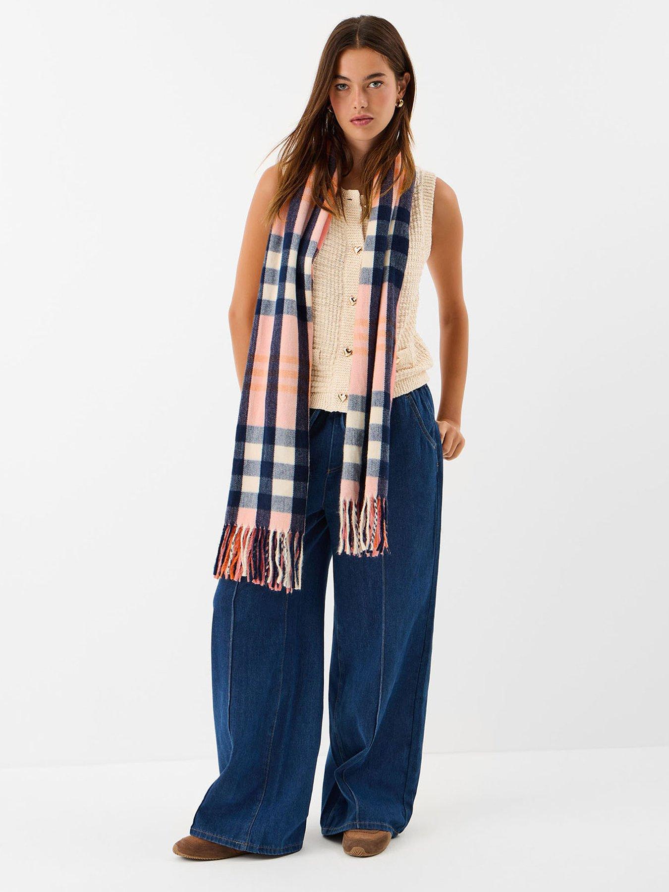  image of accessorize-york-check-blanket-scarf-pink