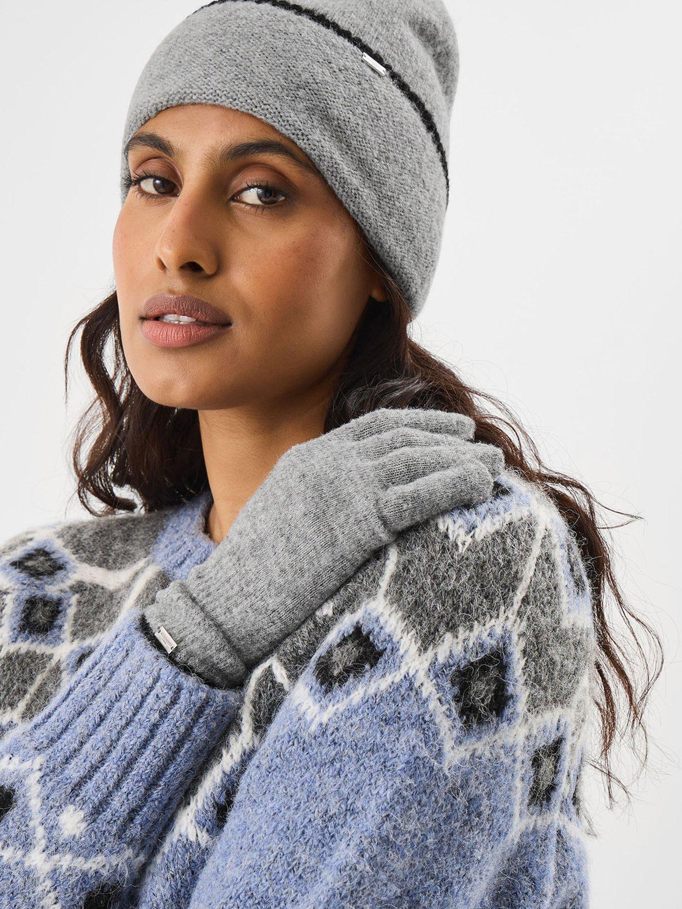  image of accessorize-knit-beanie-hat-amp-gloves-set-grey